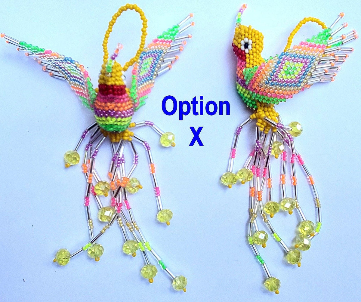 BEADED HUMMINGBIRD Hanging ORNAMENT Gift For Bird Lovers - Czech Glass Seed Beads And Nylon Thread