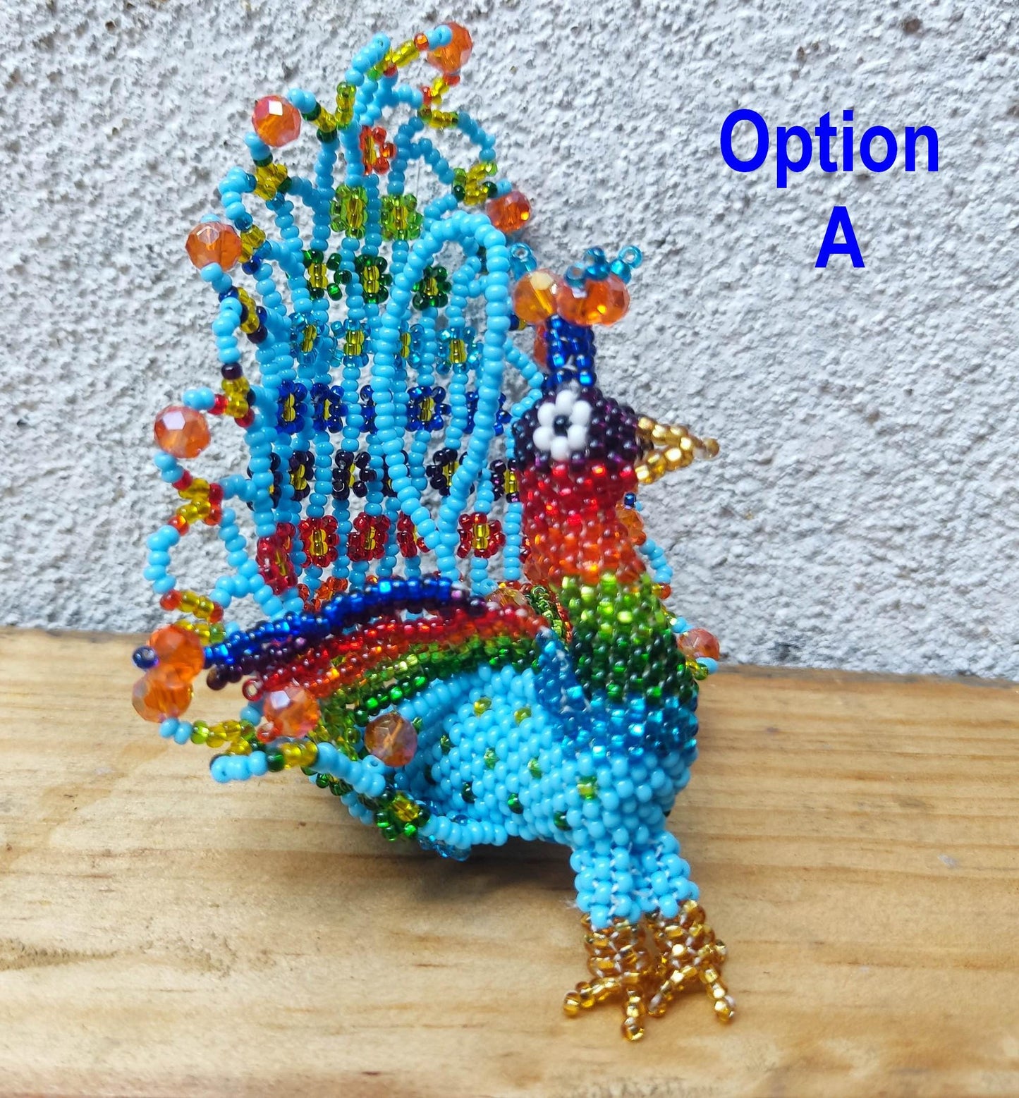 BEADED PEACOCK Hanging ORNAMENT Gift For Bird Lovers - Czech Glass Seed Beads And Nylon Thread
