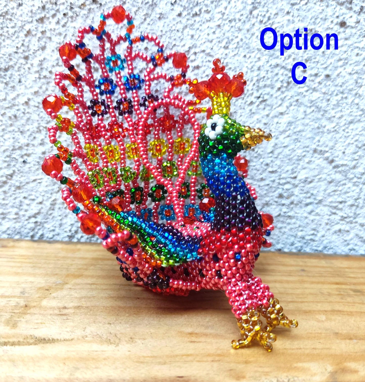 BEADED PEACOCK Hanging ORNAMENT Gift For Bird Lovers - Czech Glass Seed Beads And Nylon Thread