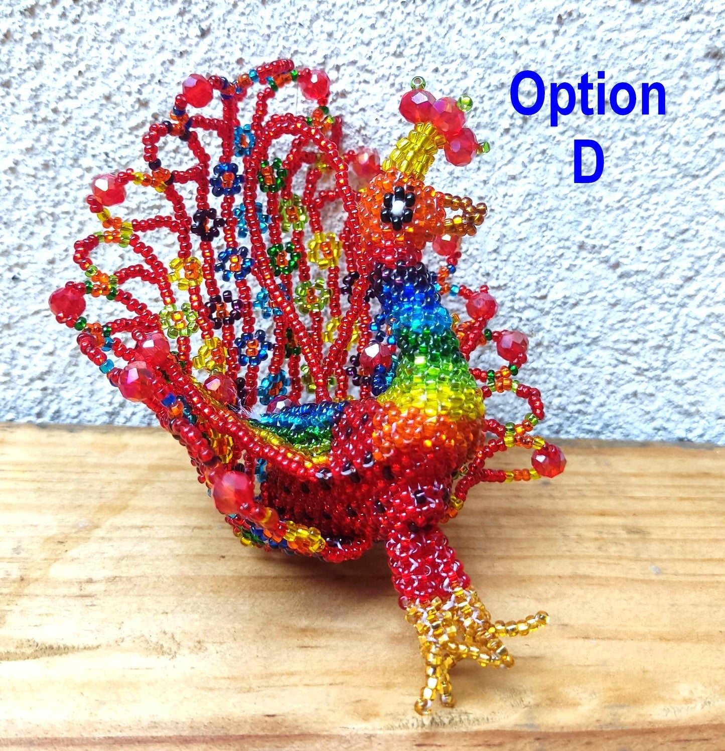 BEADED PEACOCK Hanging ORNAMENT Gift For Bird Lovers - Czech Glass Seed Beads And Nylon Thread