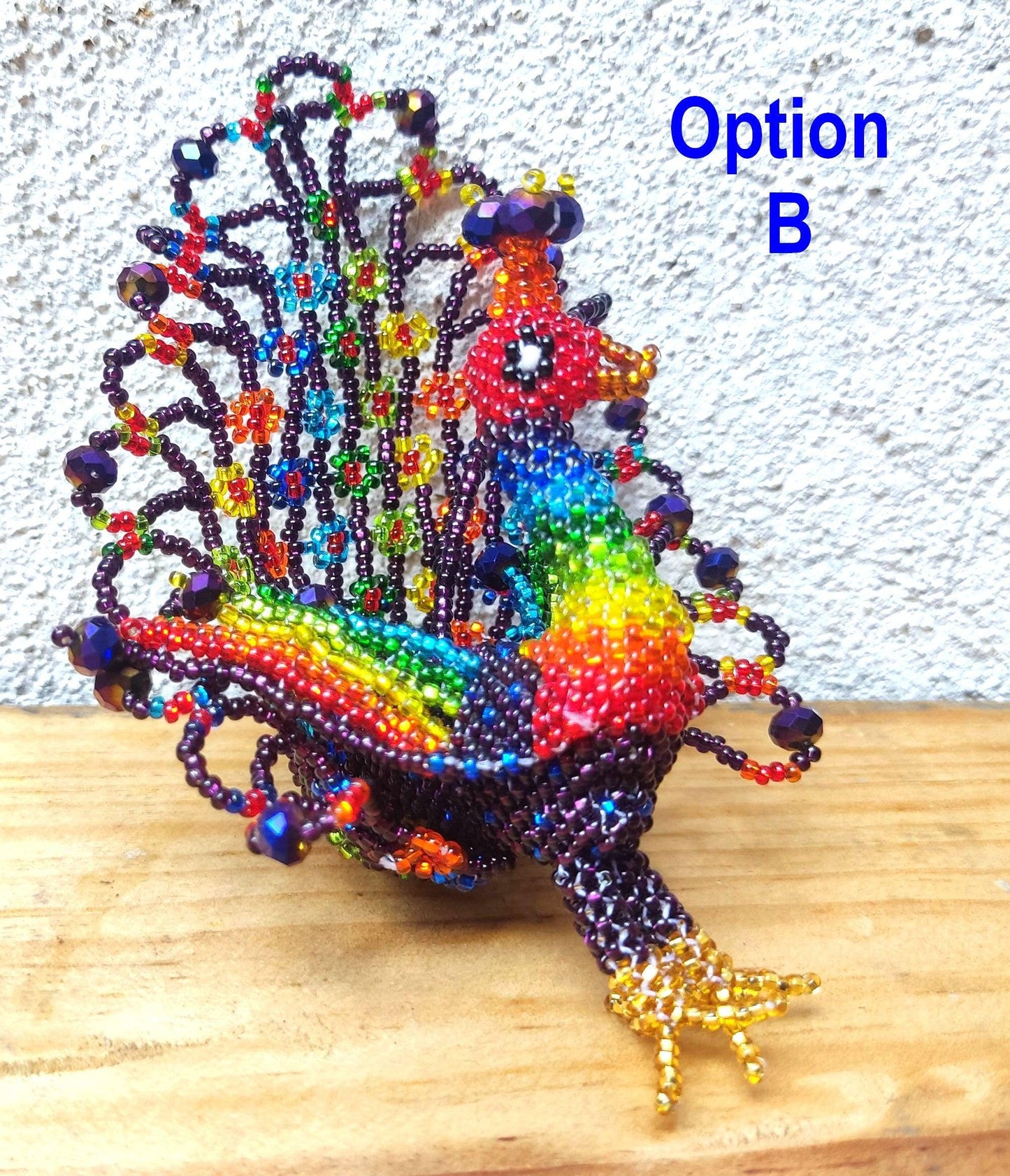 BEADED PEACOCK Hanging ORNAMENT Gift For Bird Lovers - Czech Glass Seed Beads And Nylon Thread