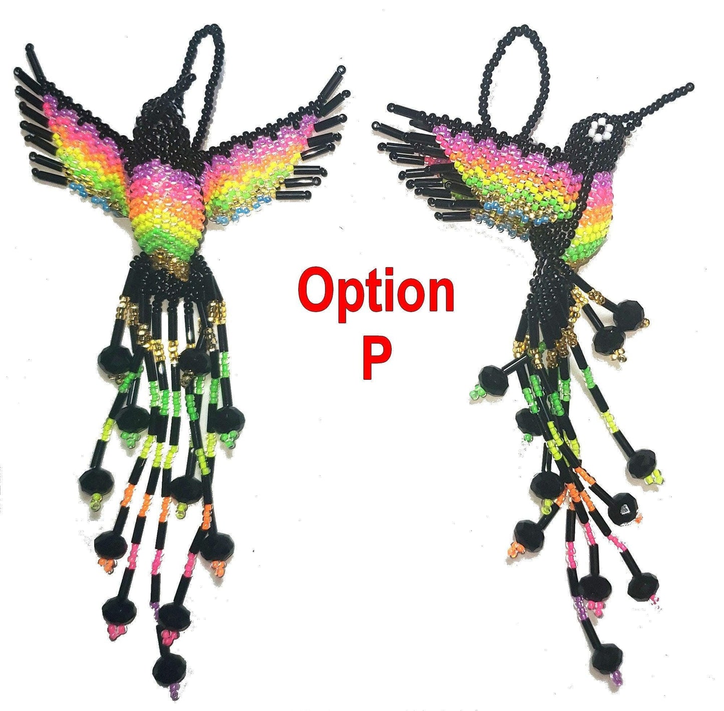 BEADED HUMMINGBIRD Hanging ORNAMENT Gift For Bird Lovers - Czech Glass Seed Beads And Nylon Thread