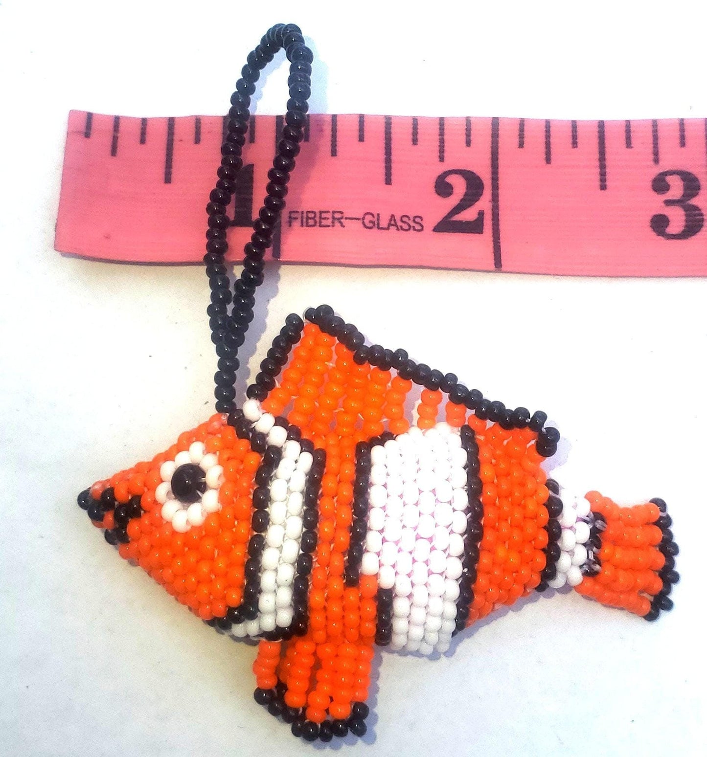 BEADED NEMO Clown Fish Hanging ORNAMENT Gift For Fish Lovers - Czech Glass Seed Beads And Nylon Thread