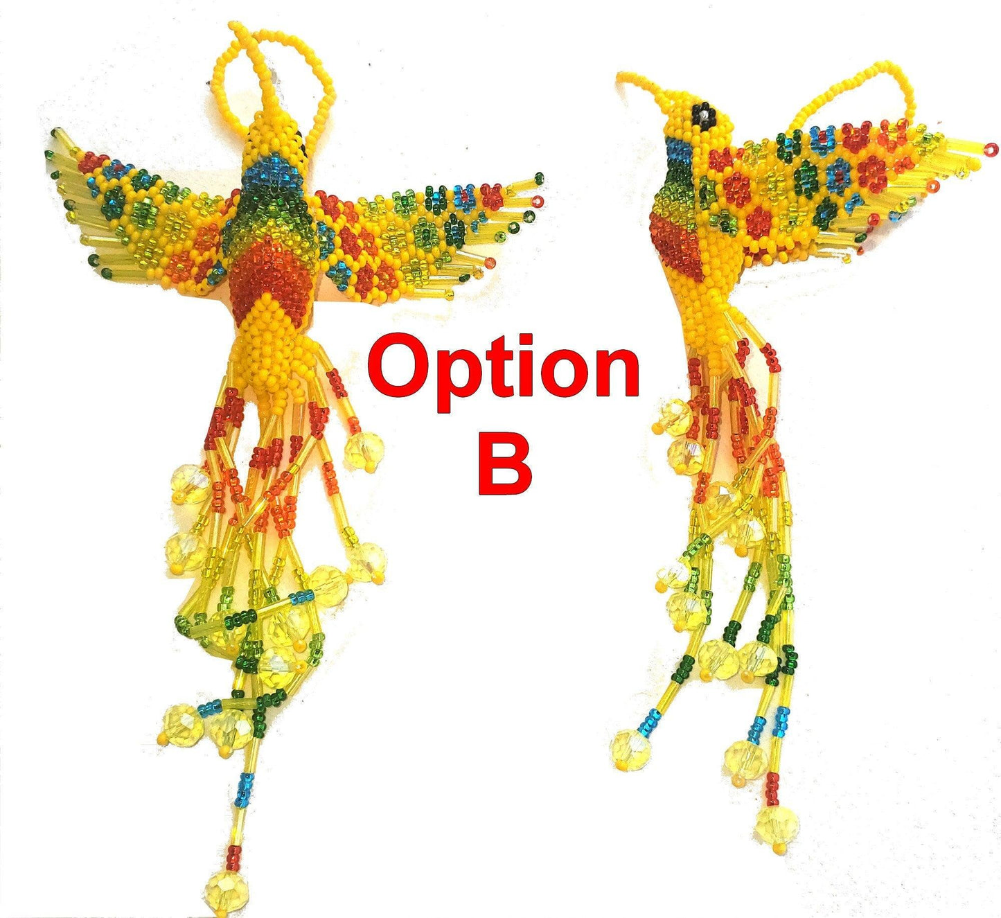 BEADED HUMMINGBIRD Hanging ORNAMENT Gift For Bird Lovers - Czech Glass Seed Beads And Nylon Thread
