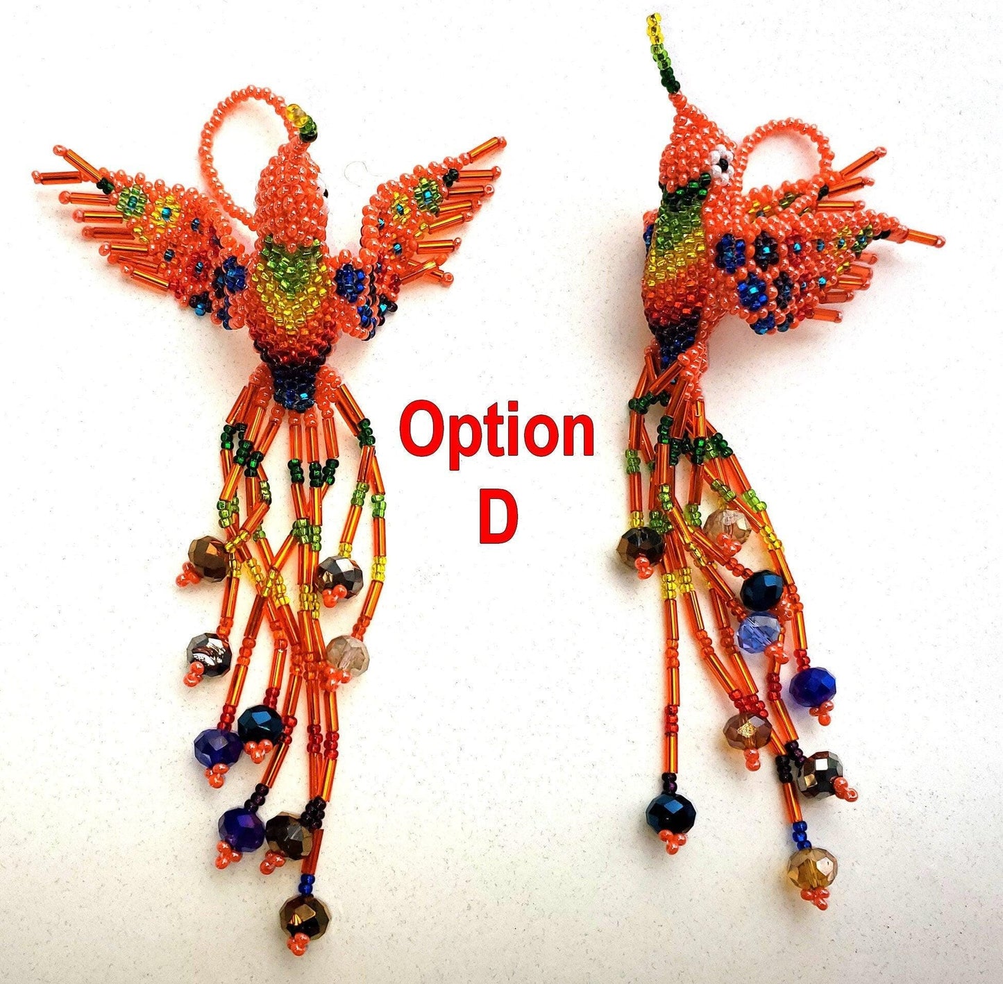 BEADED HUMMINGBIRD Hanging ORNAMENT Gift For Bird Lovers - Czech Glass Seed Beads And Nylon Thread