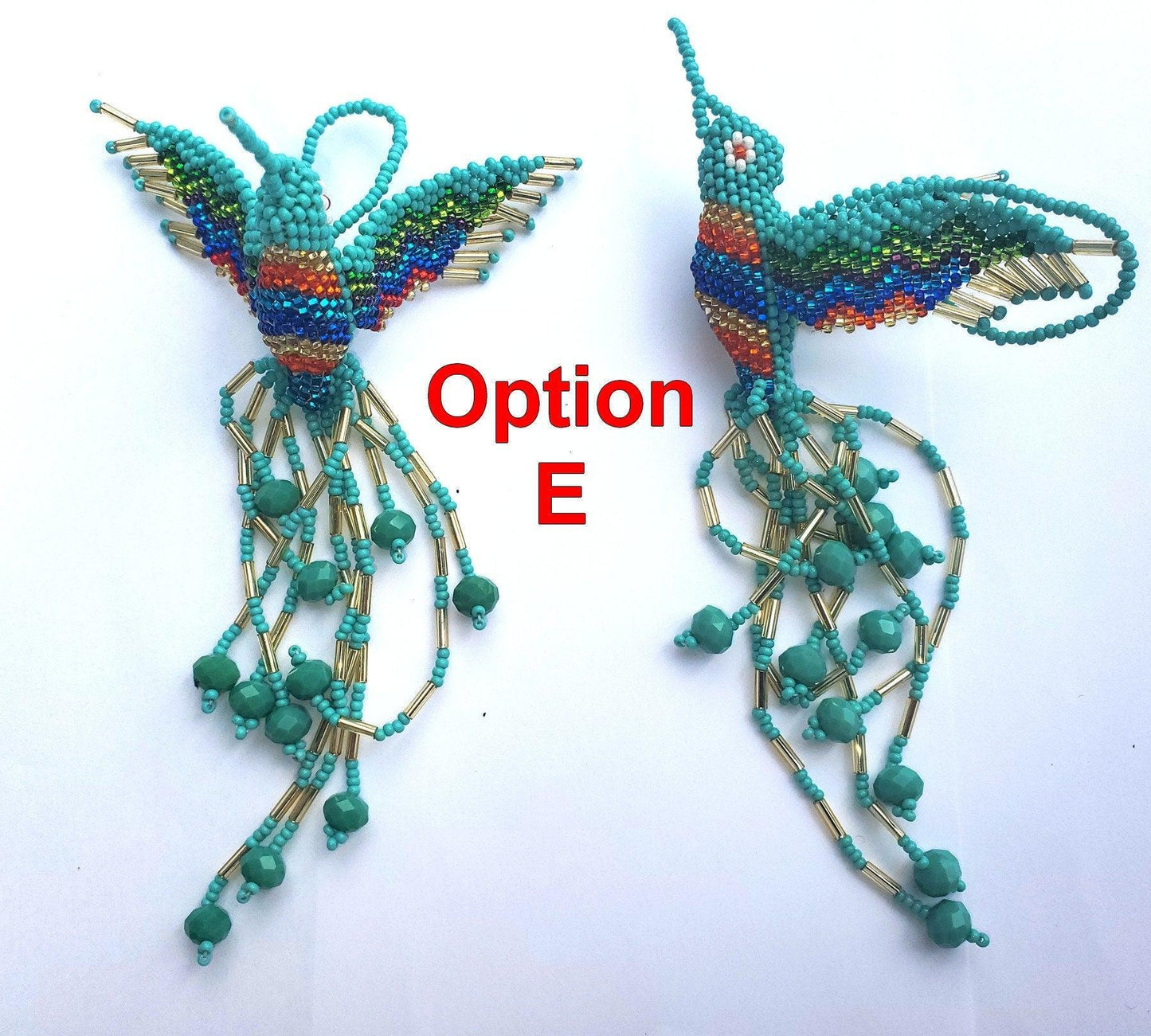 BEADED HUMMINGBIRD Hanging ORNAMENT Gift For Bird Lovers - Czech Glass Seed Beads And Nylon Thread