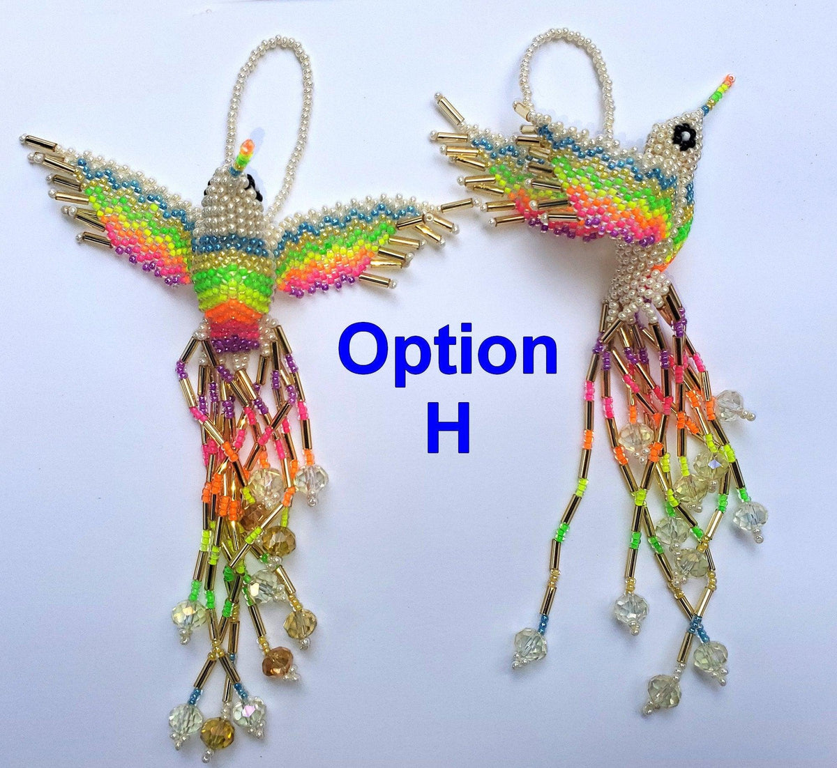 BEADED HUMMINGBIRD Hanging ORNAMENT Gift For Bird Lovers - Czech Glass Seed Beads And Nylon Thread