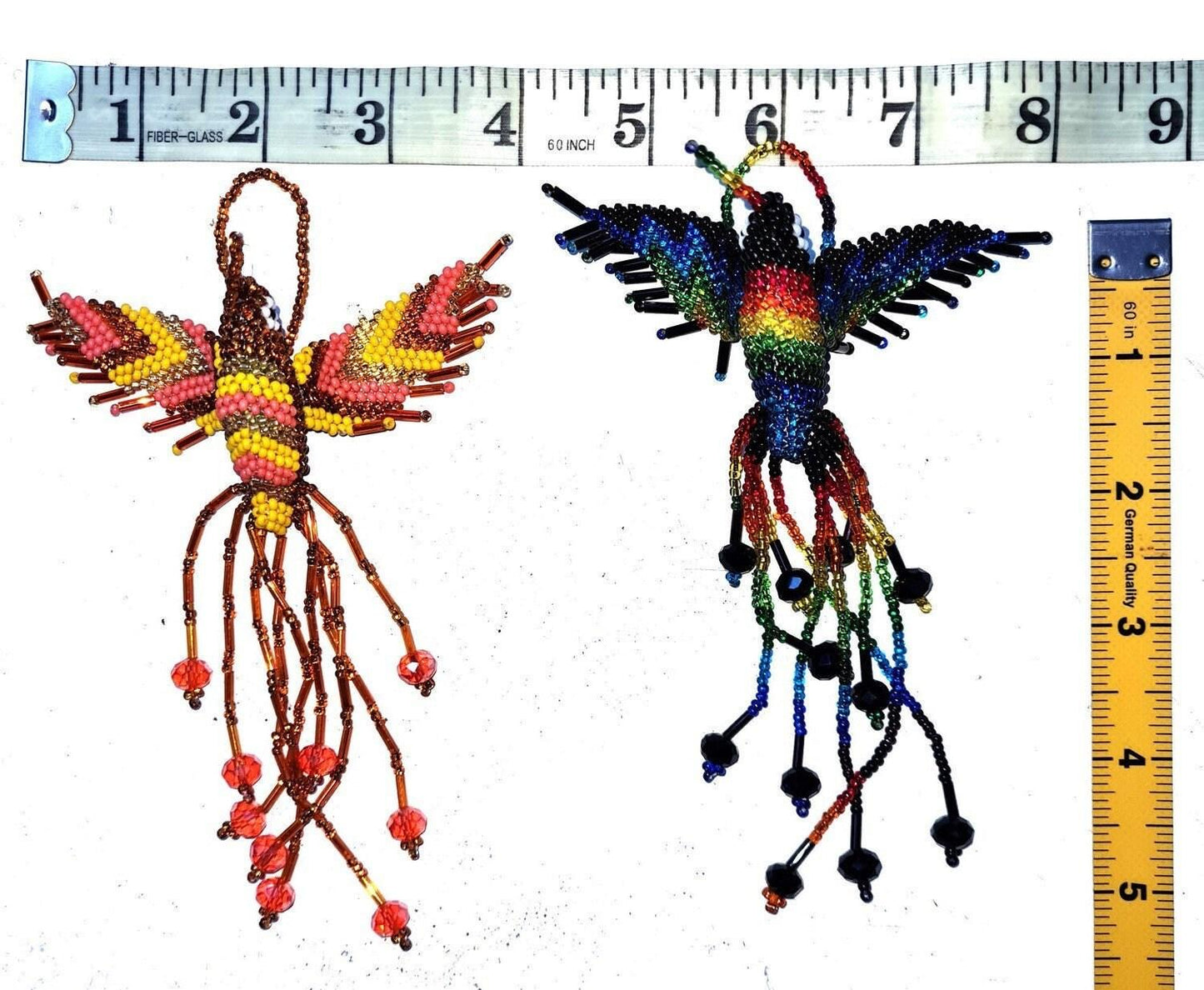 BEADED HUMMINGBIRD Hanging ORNAMENT Gift For Bird Lovers - Czech Glass Seed Beads And Nylon Thread