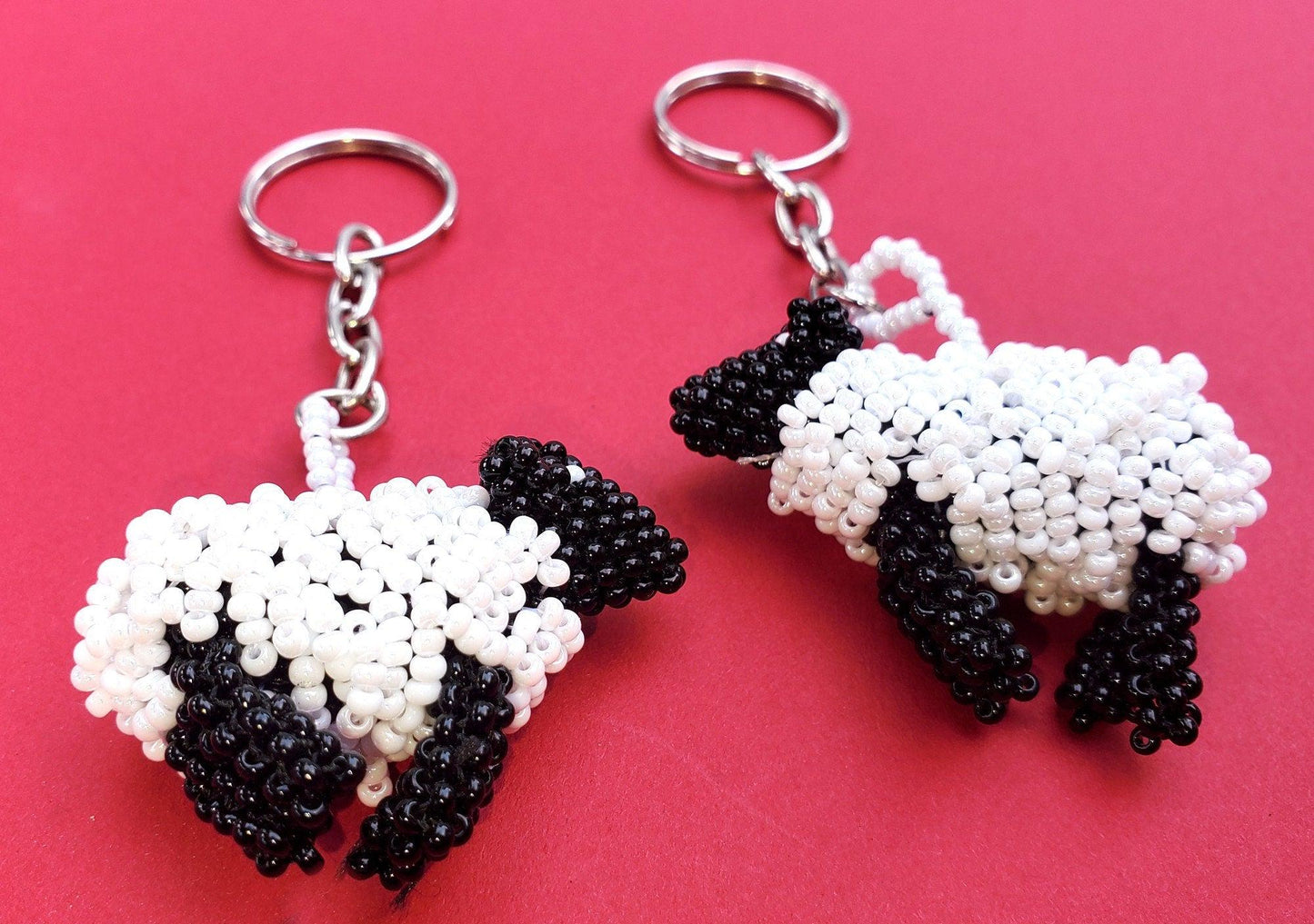BEADED SHEEP Hanging ORNAMENT Gift For Animal Lovers - Czech Glass Seed Beads And Nylon Thread
