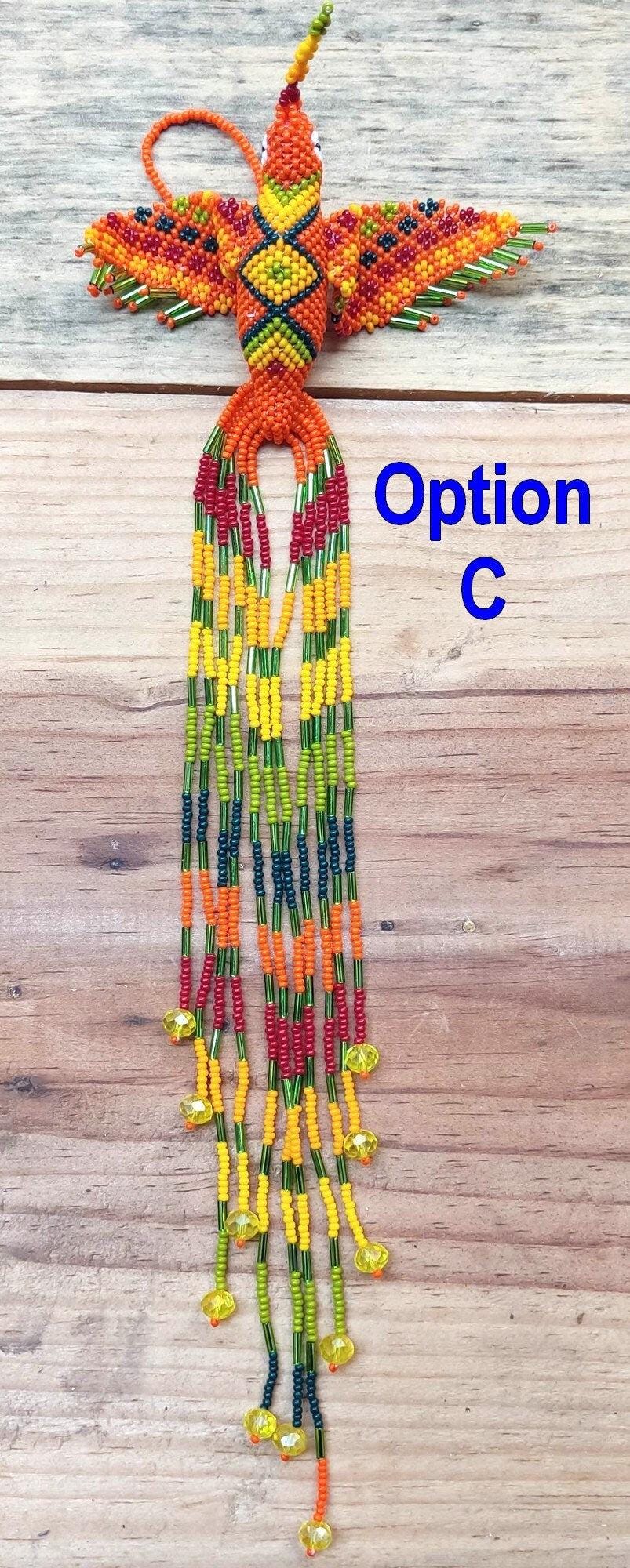 BEADED HUMMINGBIRD Hanging ORNAMENT Gift For Bird Lovers - Czech Glass Seed Beads And Nylon Thread