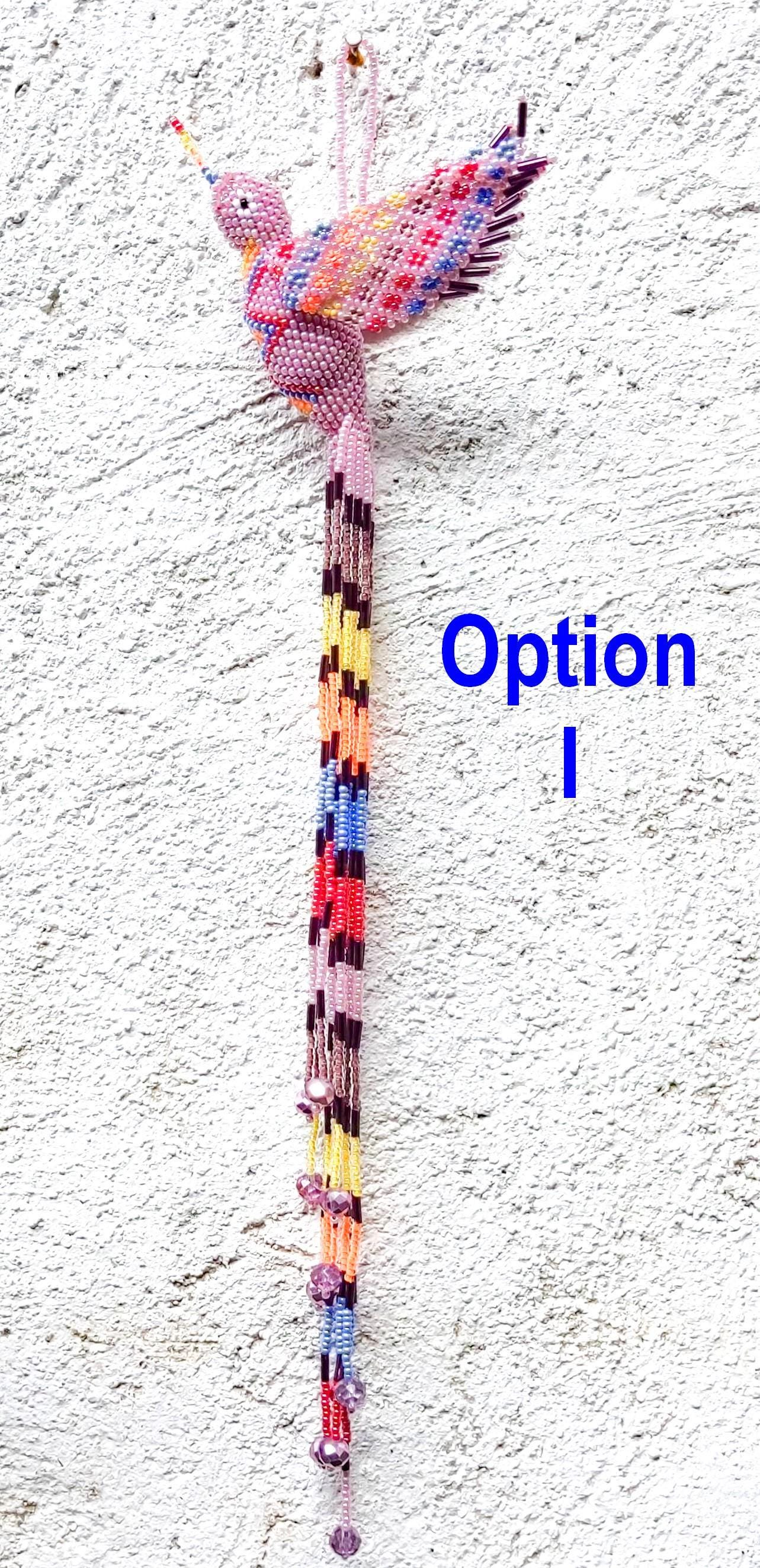 BEADED HUMMINGBIRD Hanging ORNAMENT Gift For Bird Lovers - Czech Glass Seed Beads And Nylon Thread