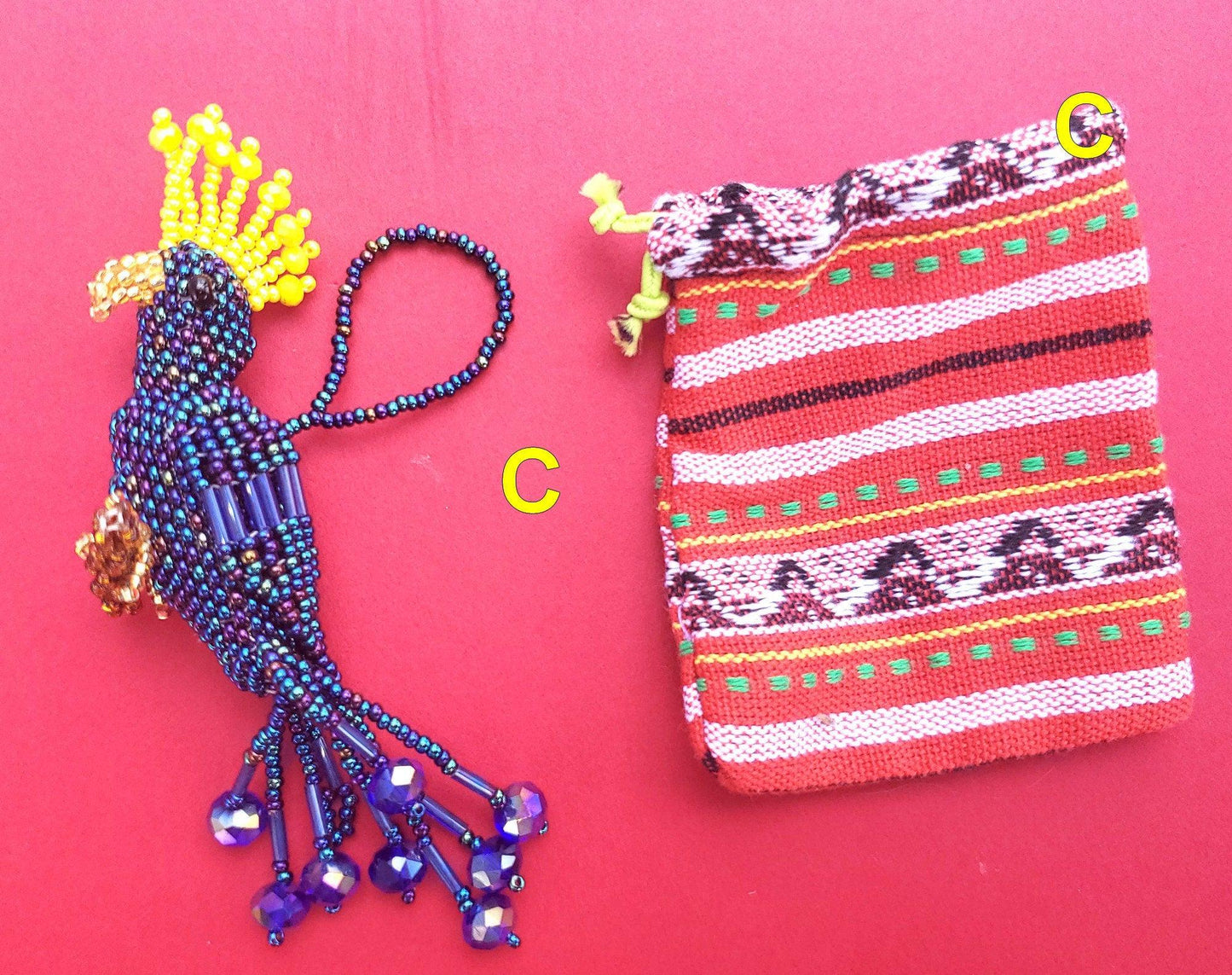 BEADED COCKATOO Hanging ORNAMENT Gift For Bird Lovers - Czech Glass Seed Beads And Nylon Thread