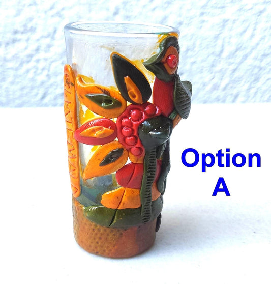 Mayan TEQUILA Shot Glass - Hand CARVED Glass shot -
