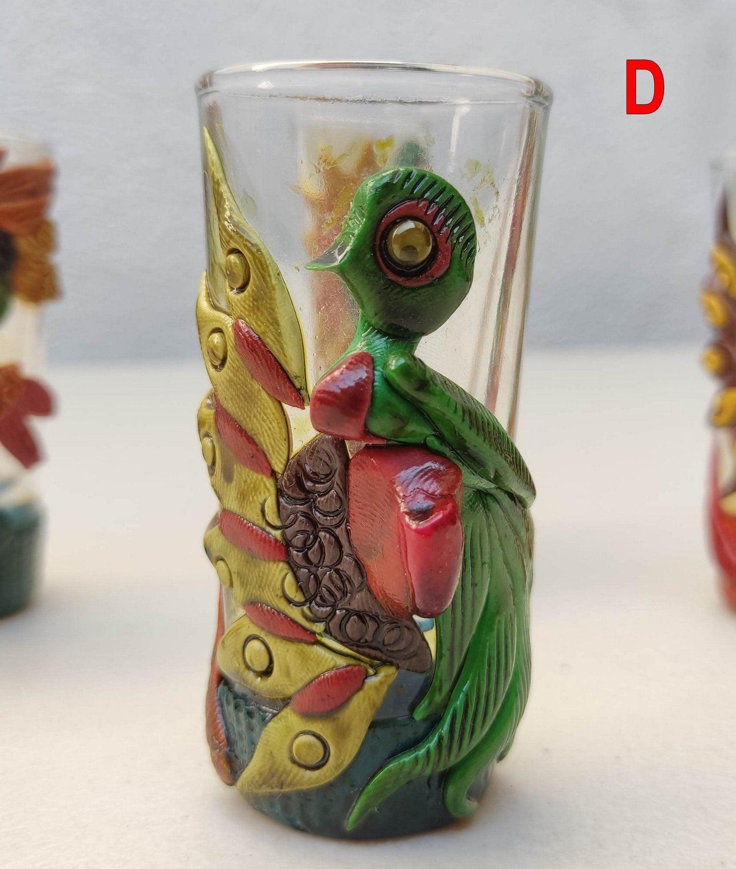 Mayan TEQUILA Shot Glass - Hand CARVED Glass shot -