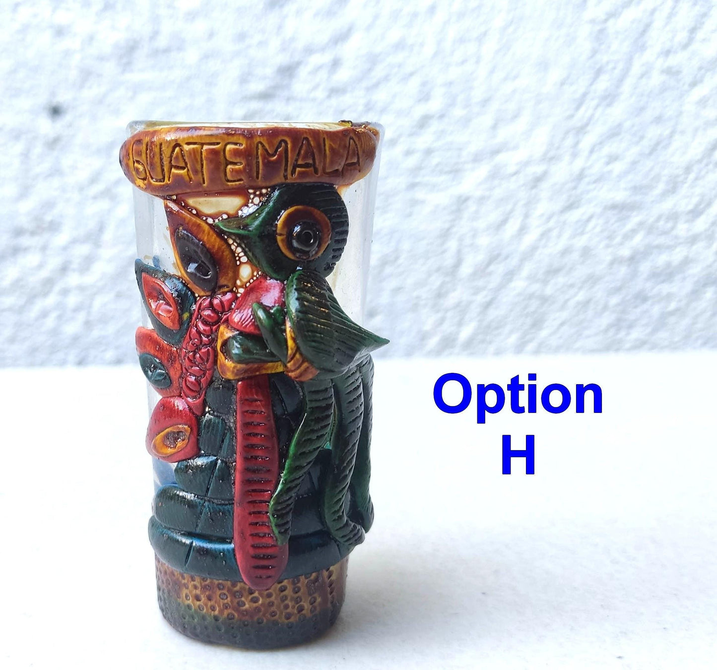 Mayan TEQUILA Shot Glass - Hand CARVED Glass shot -