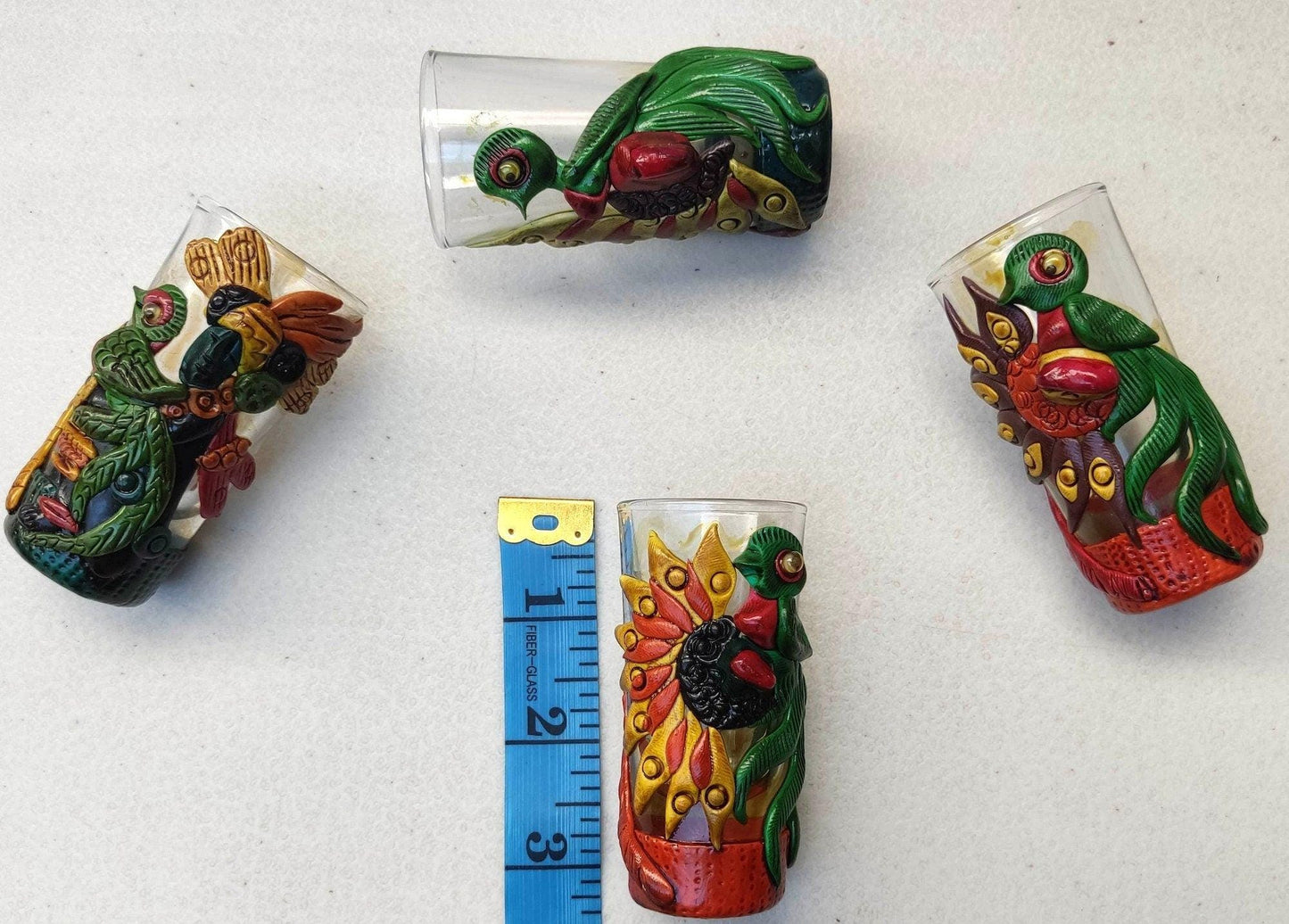 Mayan TEQUILA Shot Glass - Hand CARVED Glass shot -