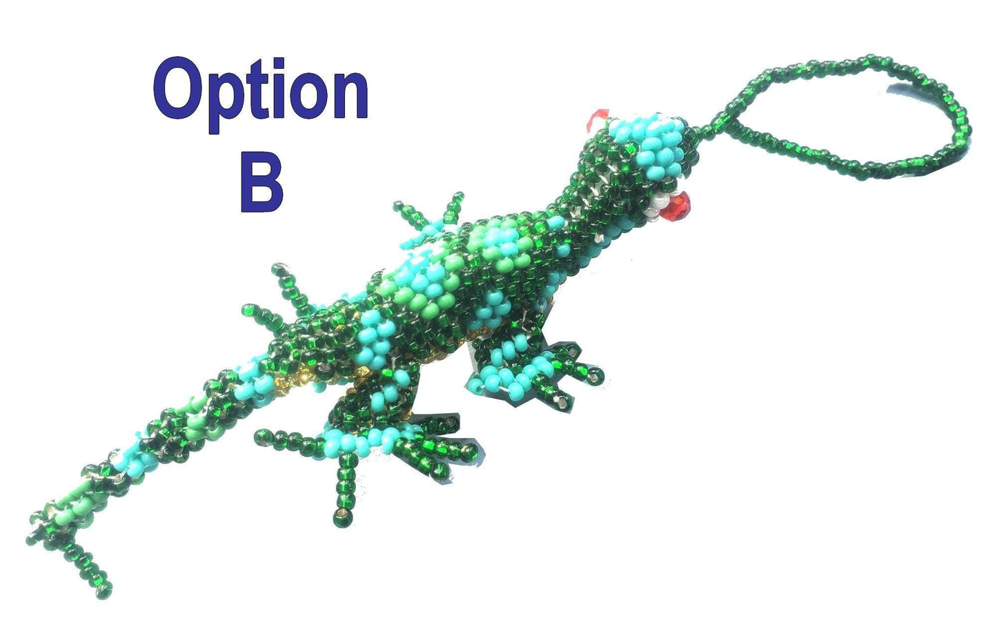 BEADED LIZARD Hanging ORNAMENT Gift For Animal Lovers - Czech Glass Seed Beads And Nylon Thread
