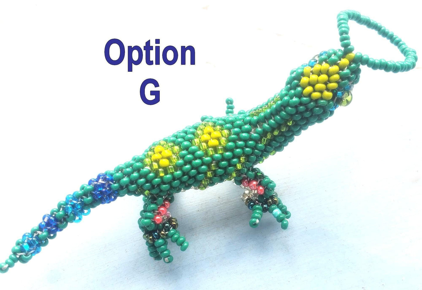 BEADED LIZARD Hanging ORNAMENT Gift For Animal Lovers - Czech Glass Seed Beads And Nylon Thread