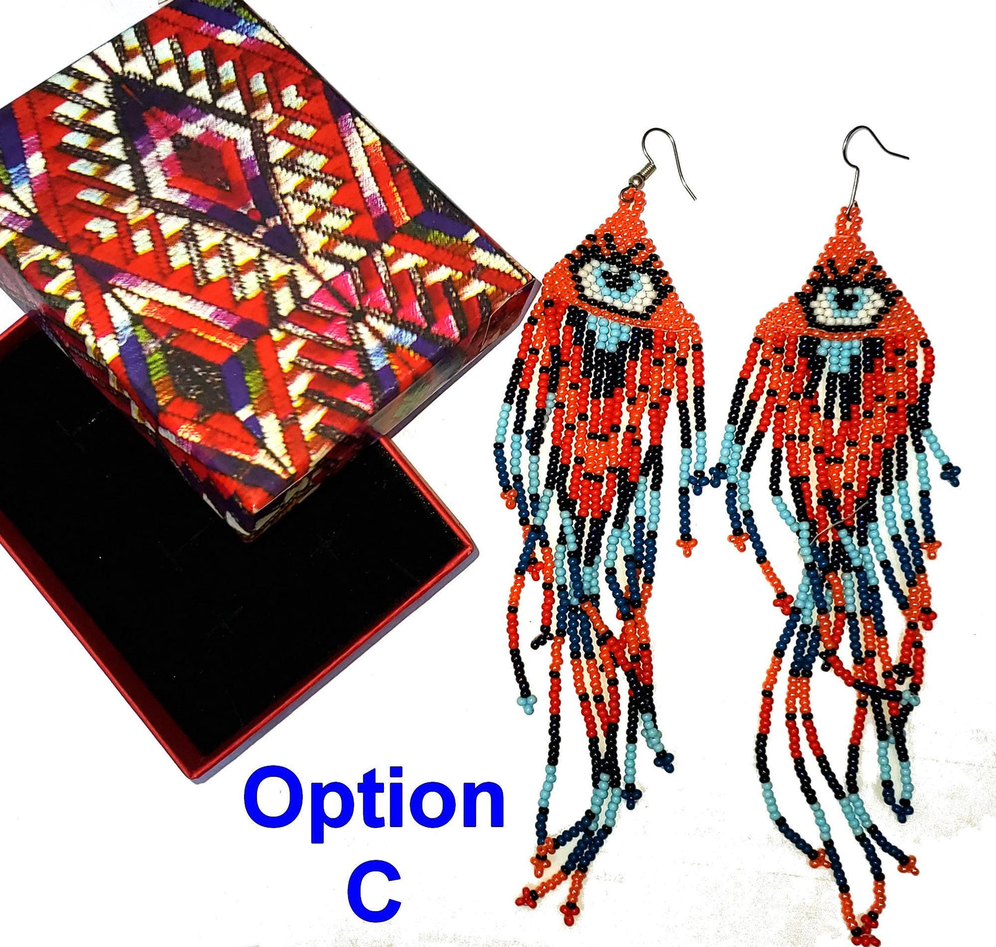 Guatemalan Handmade Colorful CONFETTI Seed BEAD EARRINGS