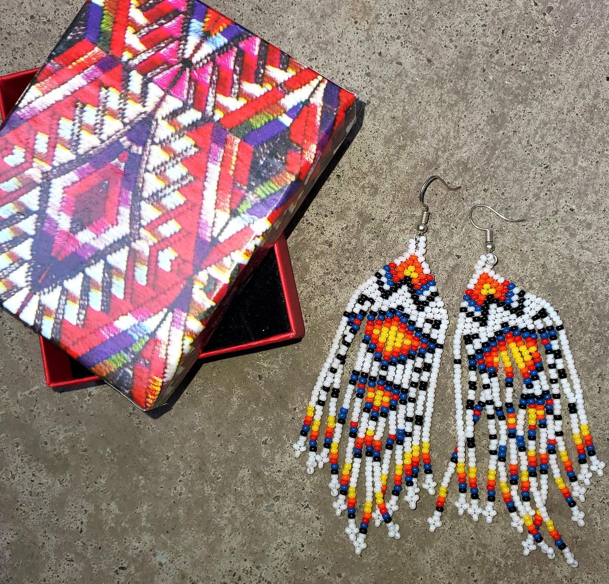 Guatemalan Handmade Colorful CONFETTI Seed BEAD EARRINGS