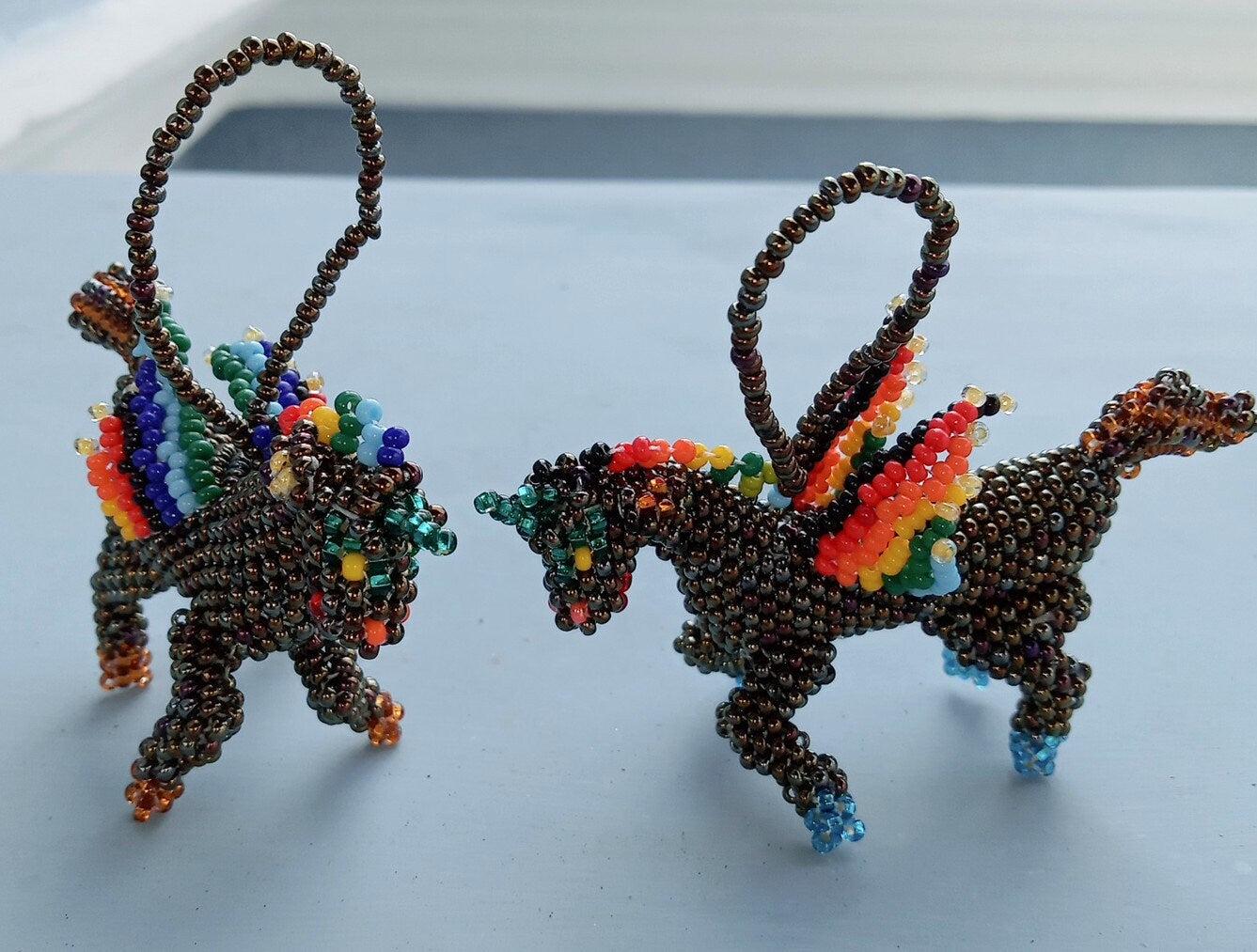 BEADED UNICORN Hanging ORNAMENT Gift For Animal Lovers - Czech Glass Seed Beads And Nylon Thread
