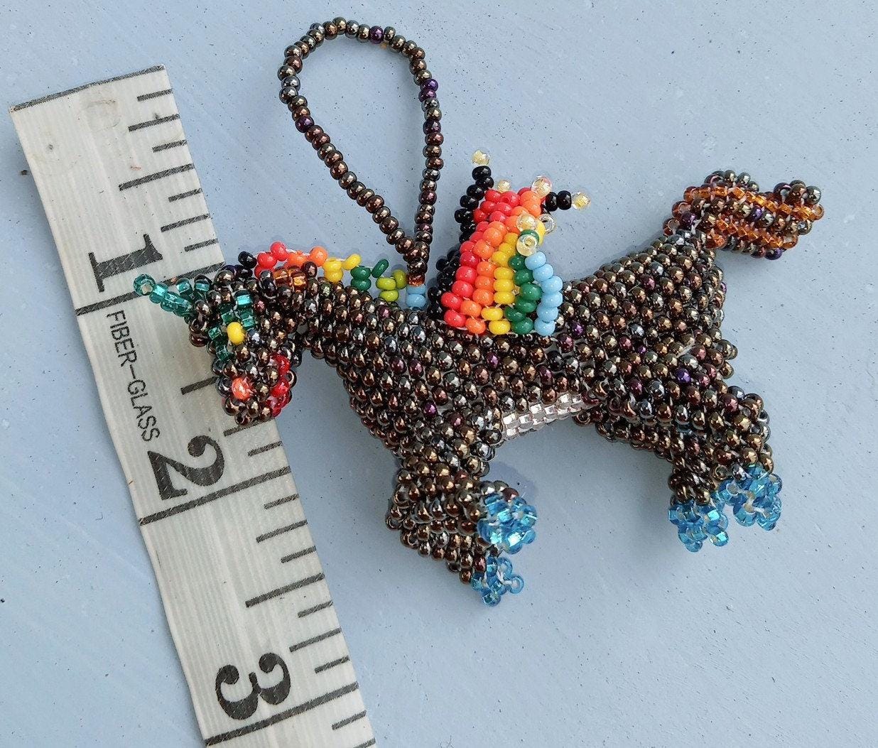 BEADED UNICORN Hanging ORNAMENT Gift For Animal Lovers - Czech Glass Seed Beads And Nylon Thread
