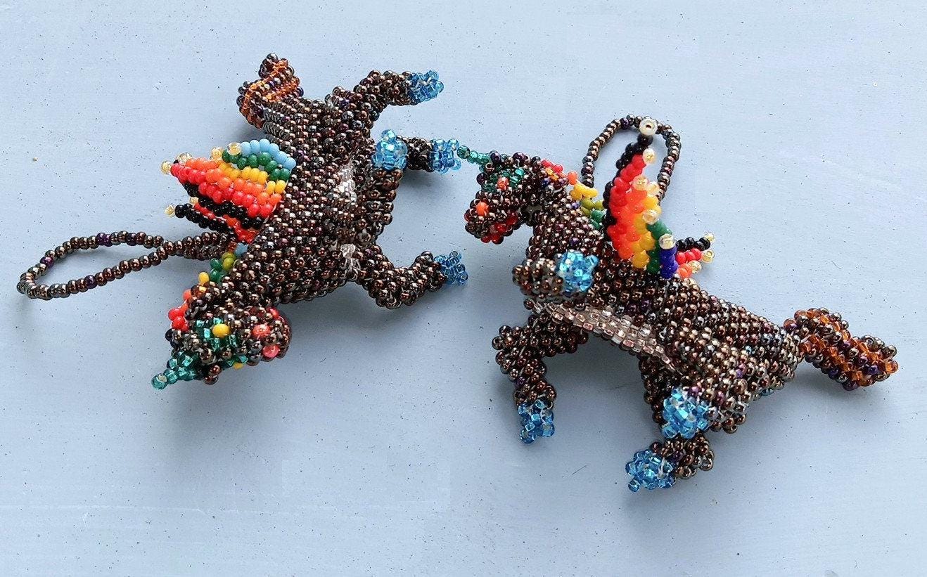 BEADED UNICORN Hanging ORNAMENT Gift For Animal Lovers - Czech Glass Seed Beads And Nylon Thread
