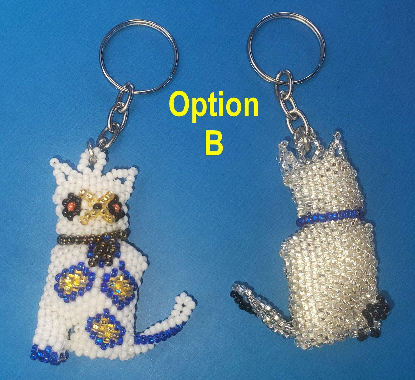 BEADED Kitty Hanging ORNAMENT Gift For Cat Lovers - Czech Glass Seed Beads And Nylon Thread