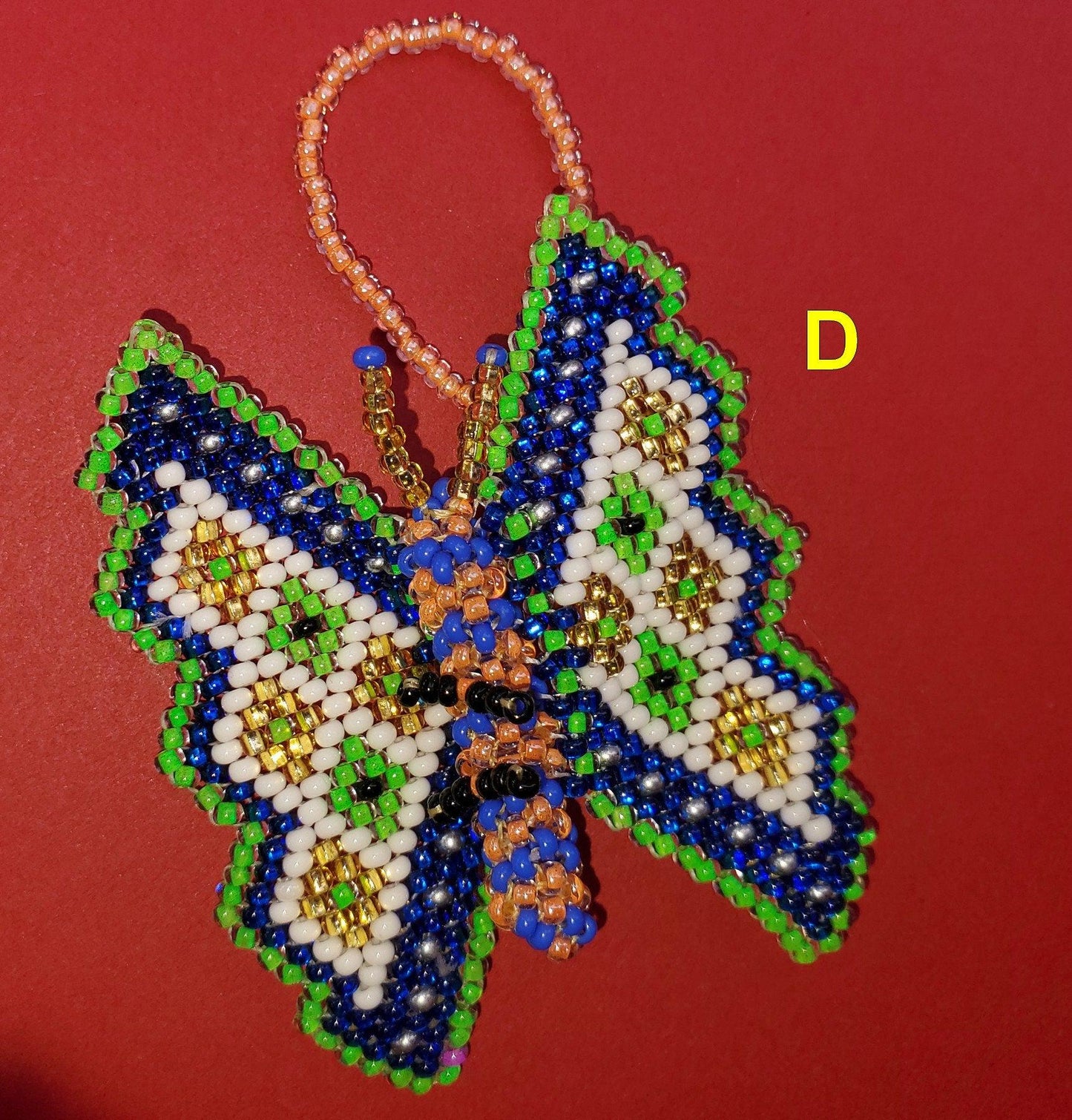 BEADED BUTTERFLY Hanging ORNAMENT Gift For Animal Lovers - Czech Glass Seed Beads And Nylon Thread