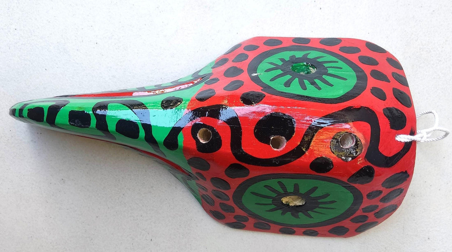 Guatemalan WOODEN HANDPAINTED MASK made in Nahuala -Mayan Paradise Bird patterned