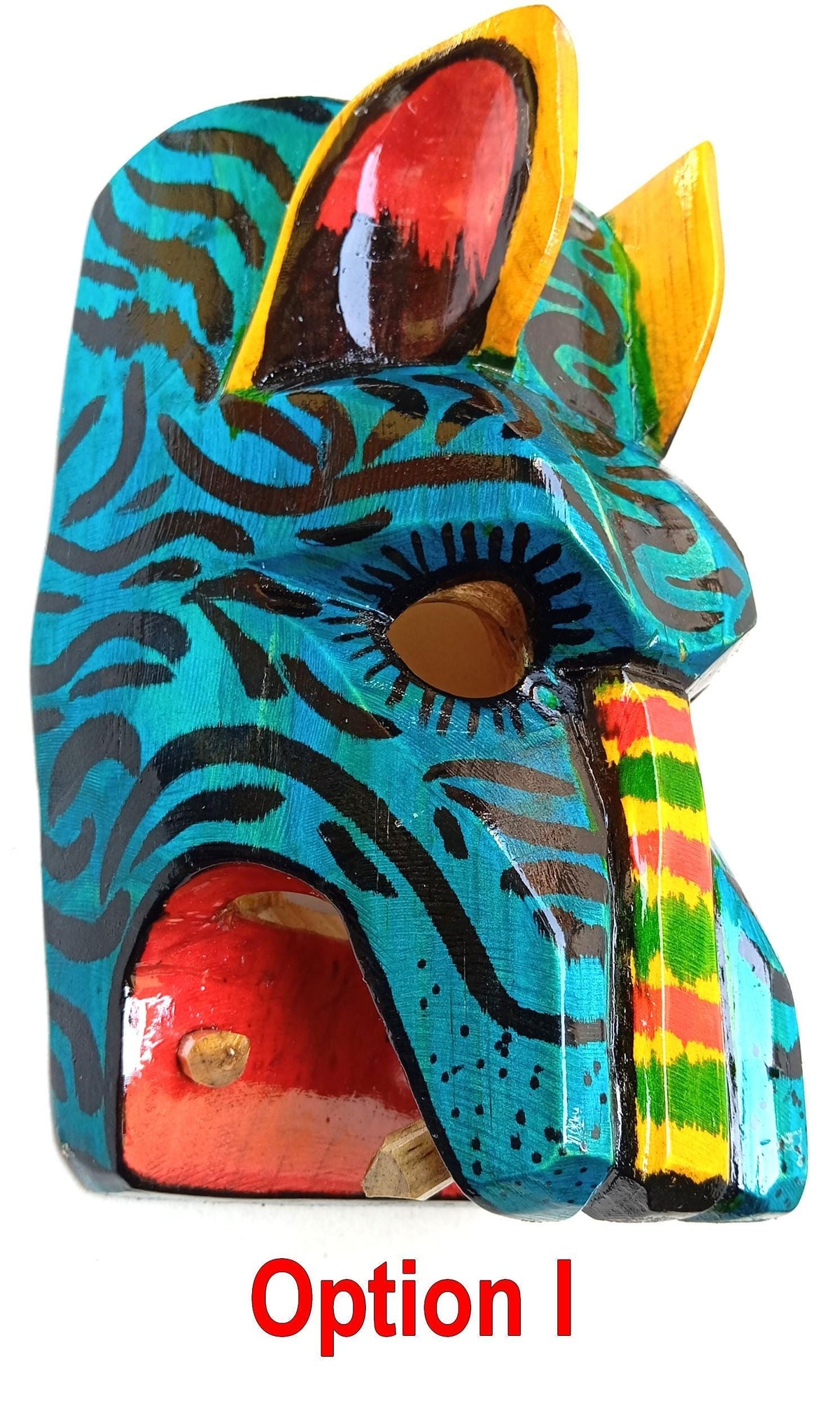 Hand-Painted Pinewood JAGUAR Carved Mask from Guatemala Made in NAHUALA