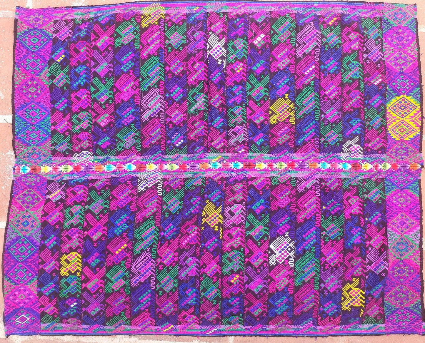 Guatemalan Purple Roosters and Horses sute - tablecloth - throw -Santo Domingo Xenacoj
