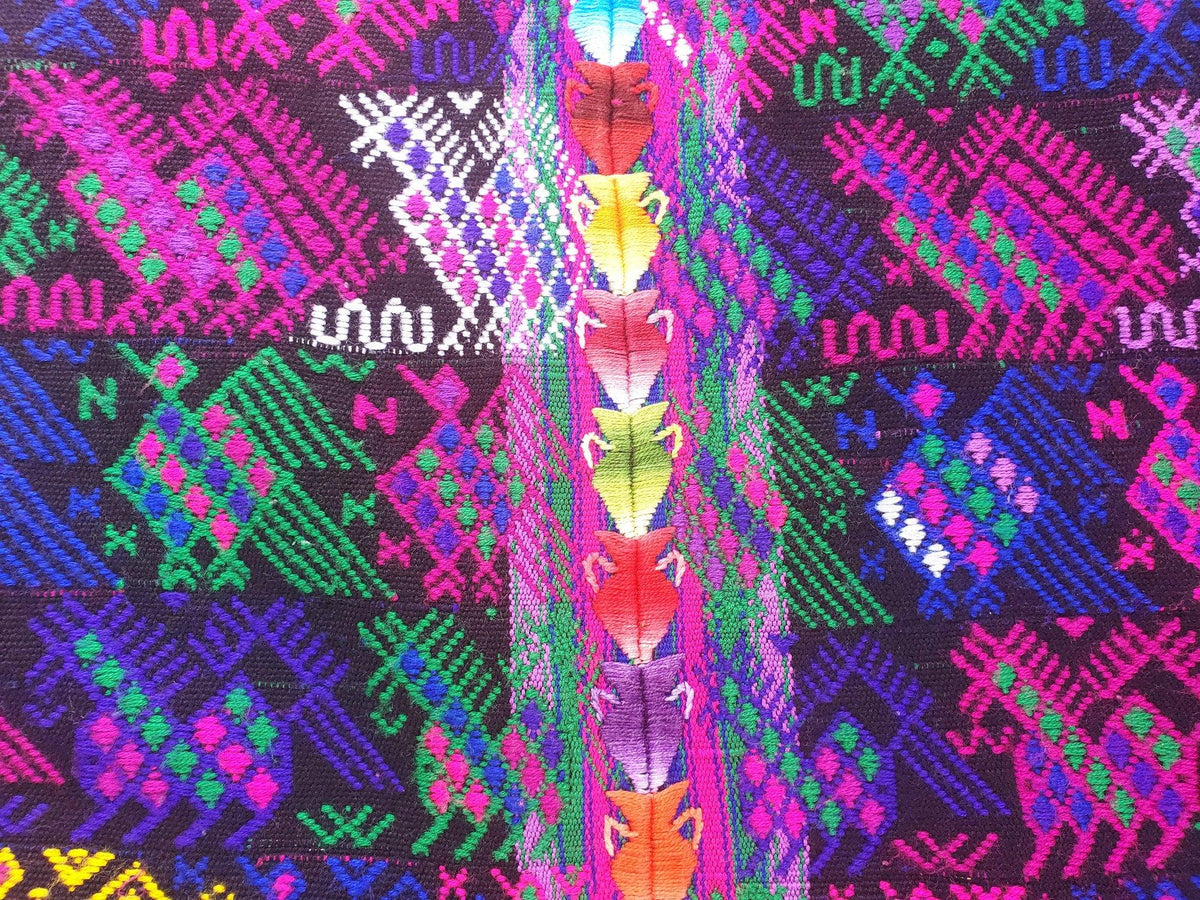 Guatemalan Purple Roosters and Horses sute - tablecloth - throw -Santo Domingo Xenacoj