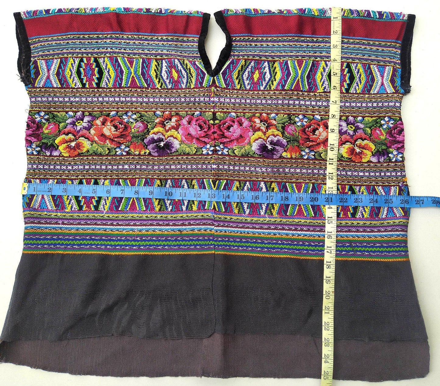 Cotton Unique Black Handmade WEAVED -San Juan COMALAPA- Huipil