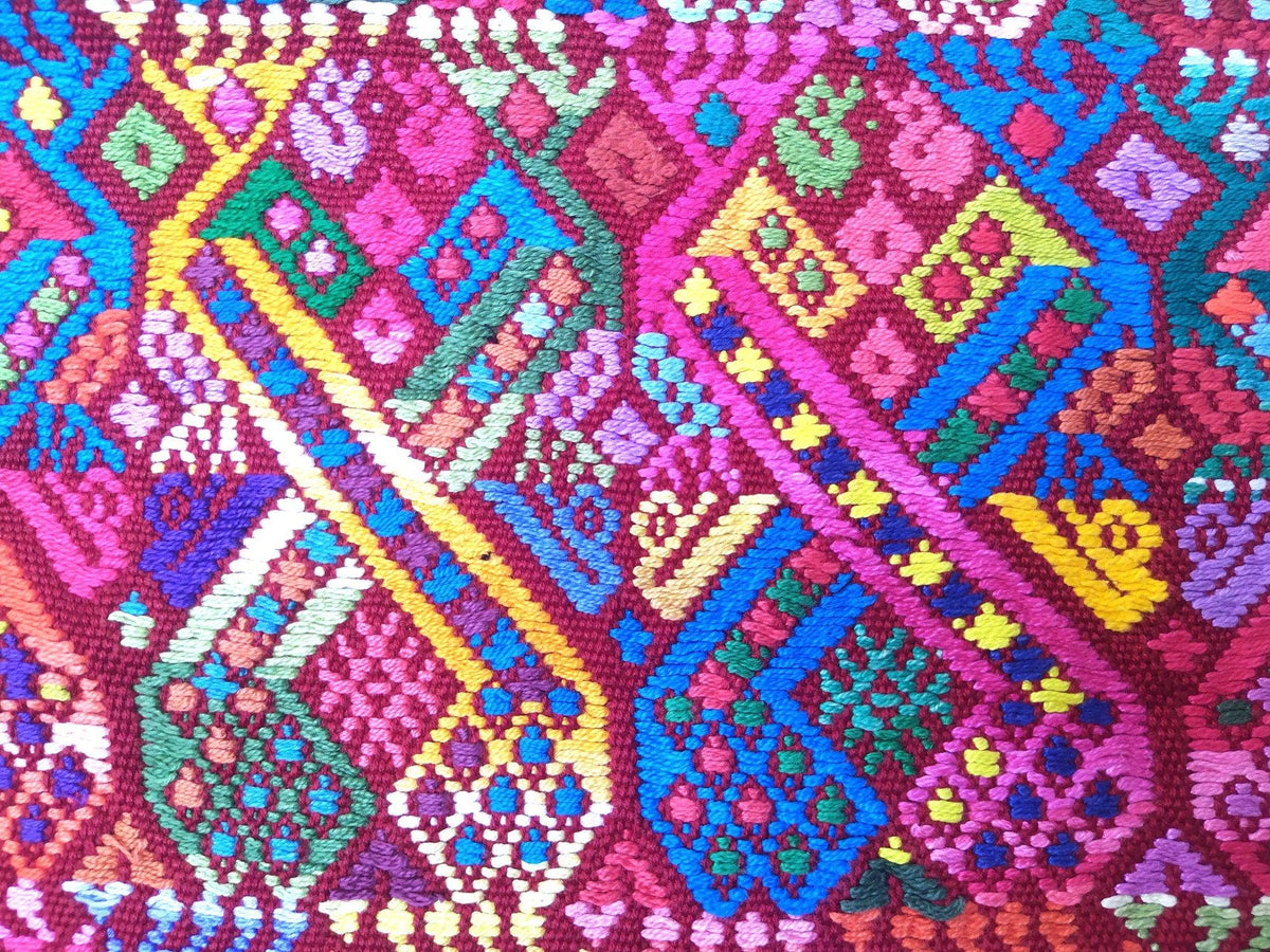 Vintage cotton unique Red handmade weaved Mayan huipil -Chile Verde Quetzaltenango-