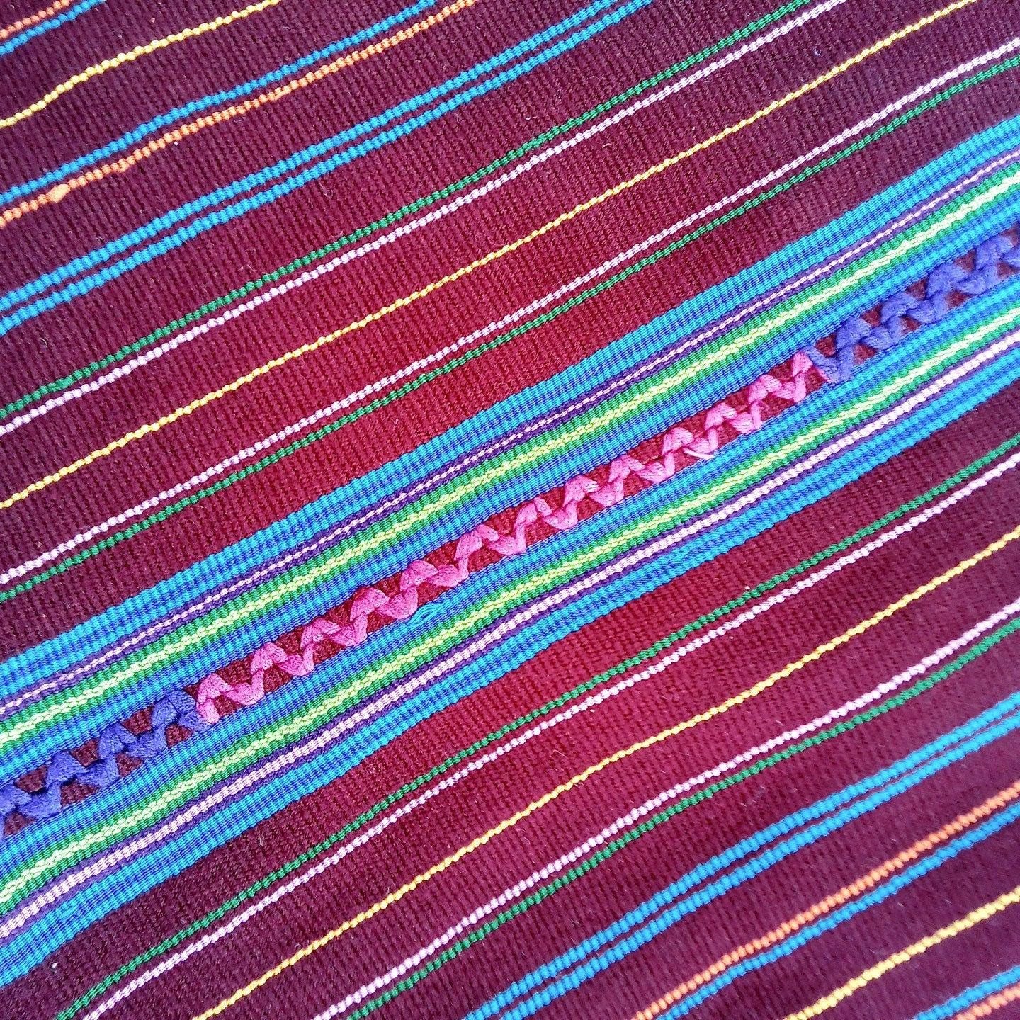 Vintage Guatemalan unique handmade weaved cotton Burgundy -Roosters and birds- huipil -Santo Domingo Xenacoj-