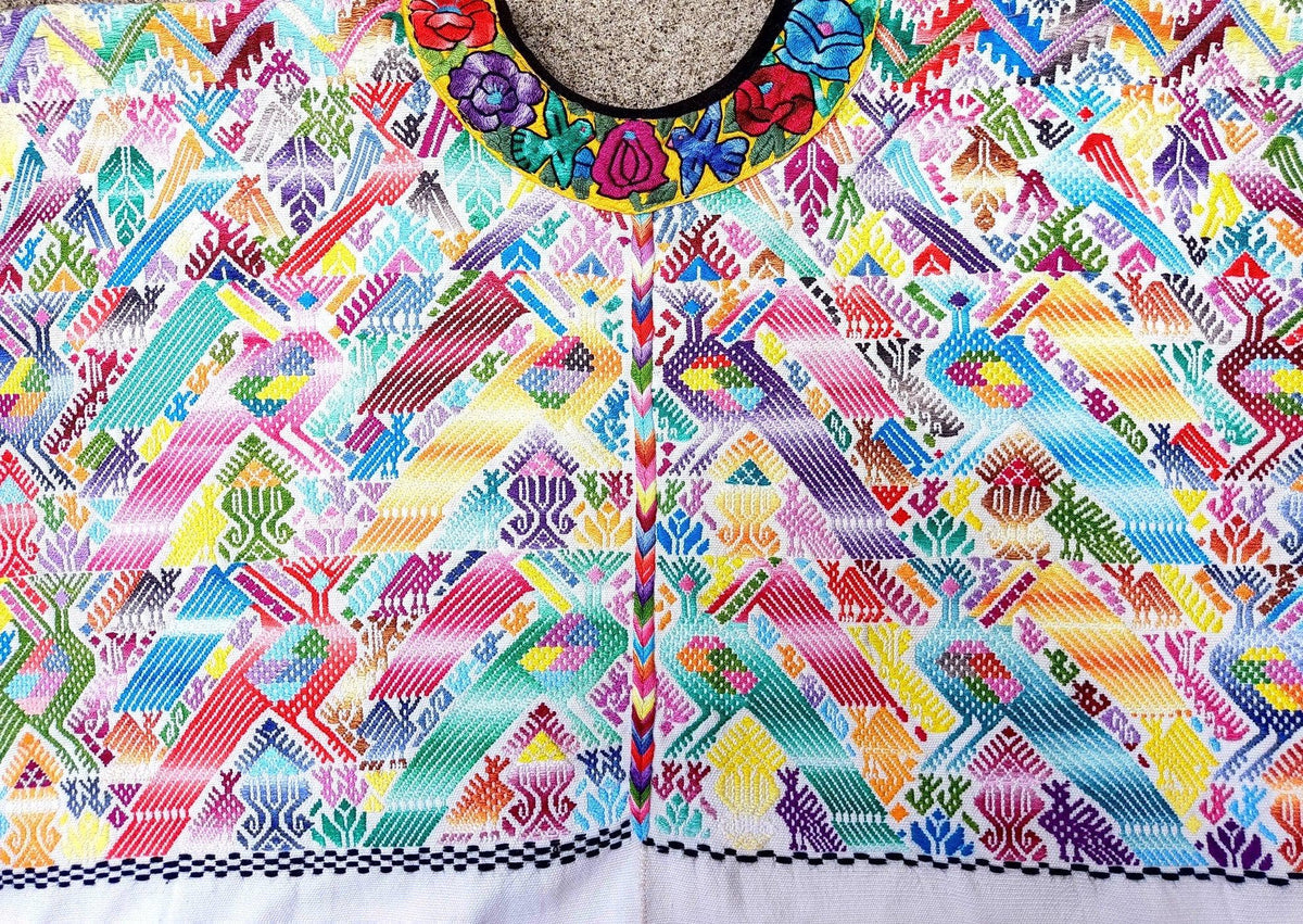 Vintage Cotton Unique Handmade weaved -San Martin Chile Verde Quetzaltenango XELA- huipil