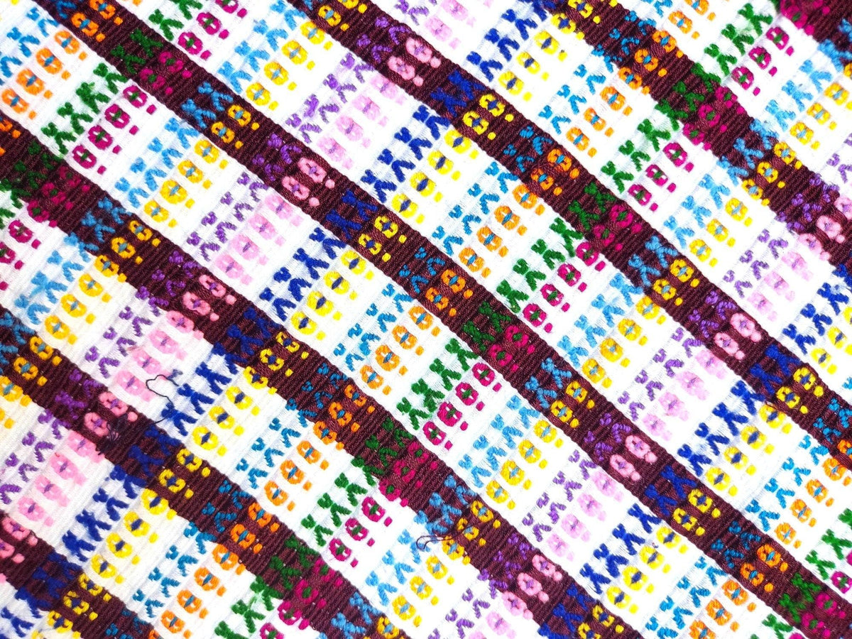 Vintage Handmade EMBROIDERED Rombus An Flowers SANTIAGO ATITLAN huipil cotton wall decor tapestry 211