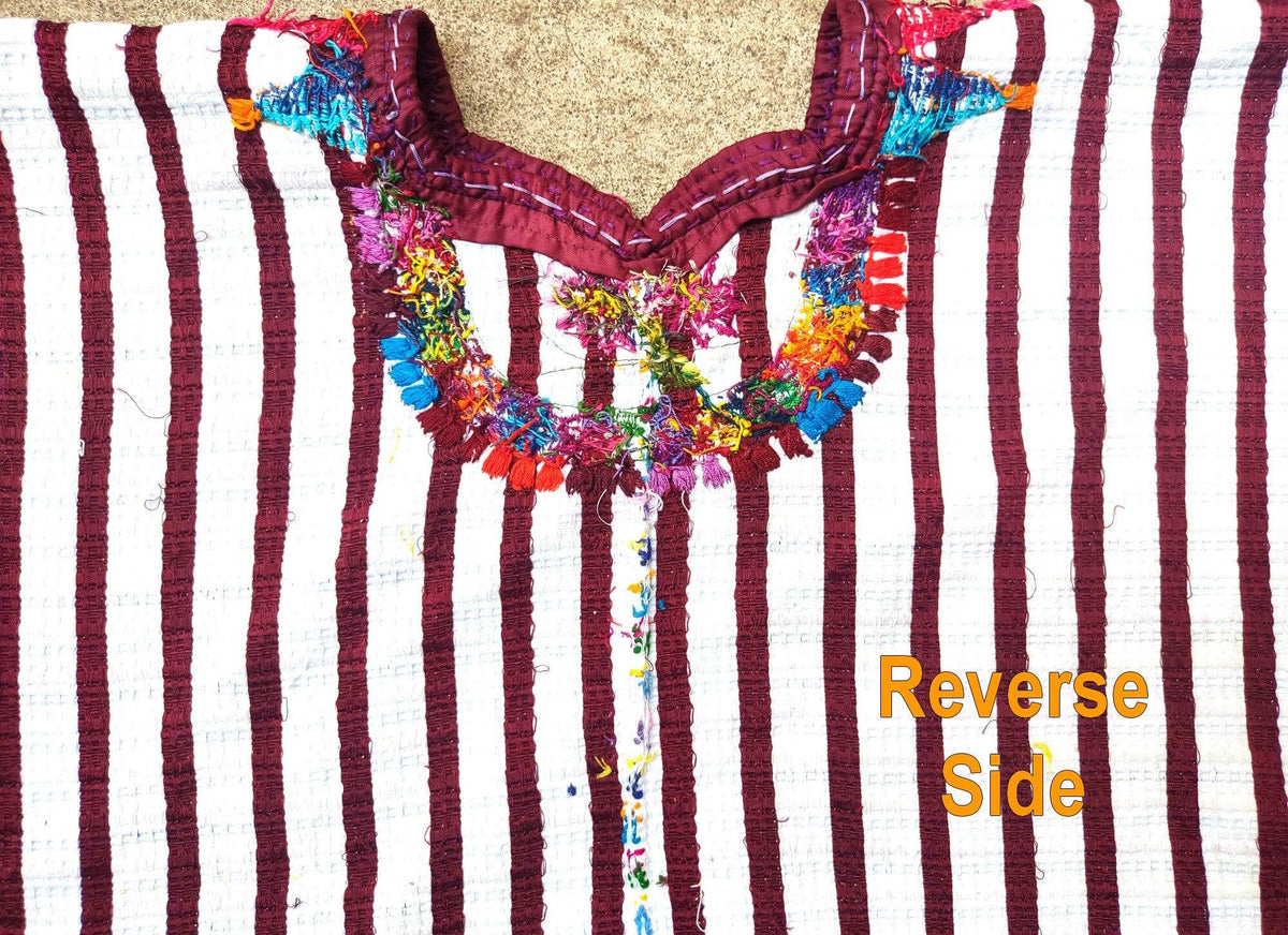 Vintage Handmade EMBROIDERED Rombus An Flowers SANTIAGO ATITLAN huipil cotton wall decor tapestry 211