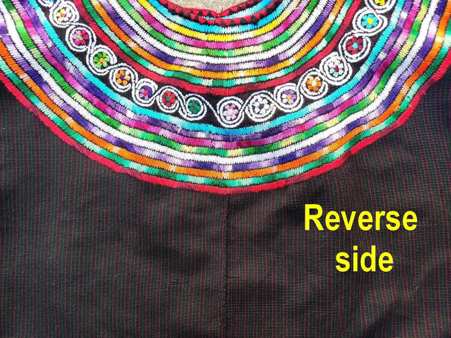Vintage black unique Guatemala handmade weaved -Joyabaj huipil
