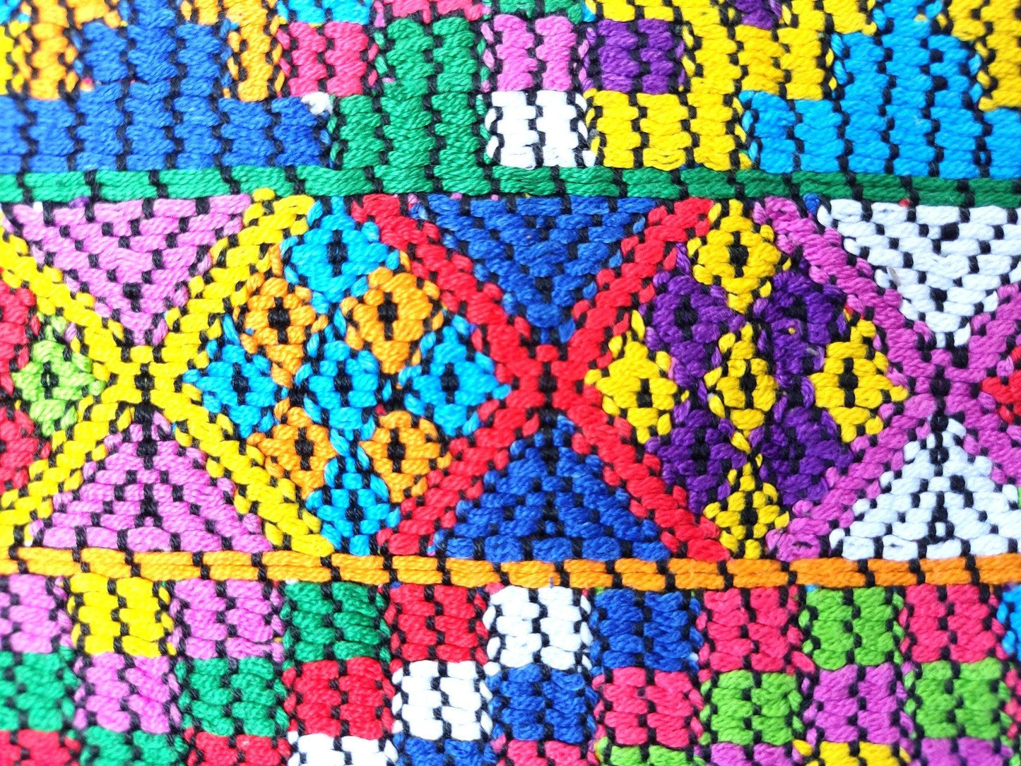 Vintage white black unique handmade weaved cotton Almolonga Quetzaltenango huipil