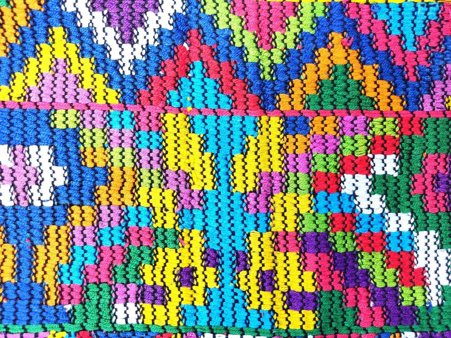 Vintage white black unique handmade weaved cotton Almolonga Quetzaltenango huipil