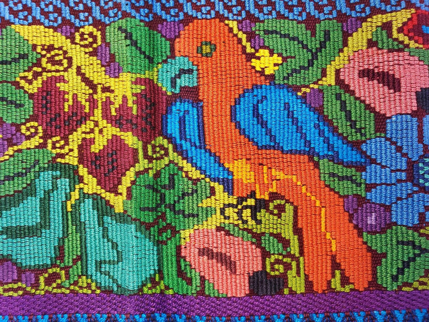 Vintage Guatemala handmade weaved cotton runner -Huipil from San Antonio Aguas Calientes-