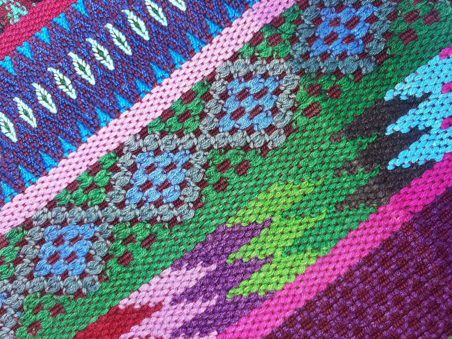 Vintage Guatemala handmade weaved cotton runner -Huipil from San Antonio Aguas Calientes-