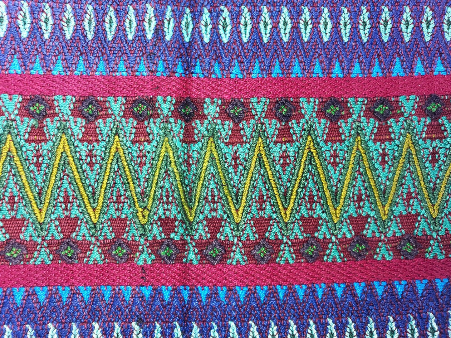 Vintage Guatemala handmade weaved cotton runner -Huipil from San Antonio Aguas Calientes-