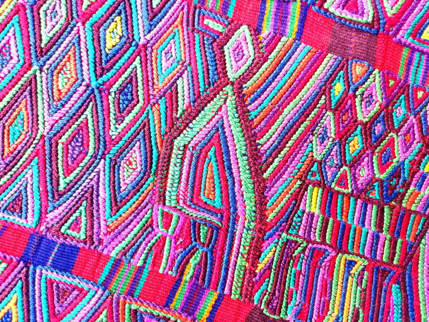 Vintage Guatemalan Unique Red Handmade Weaved Cotton -NEBAJ QUICHE Huipil- Birds HORSES and Geometric Patterns