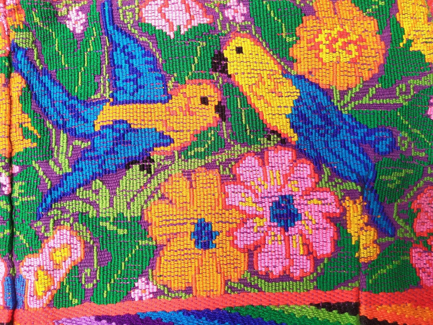 Vintage unique Guatemala handmade weaved cotton runner -Huipil from San Antonio Aguas Calientes-