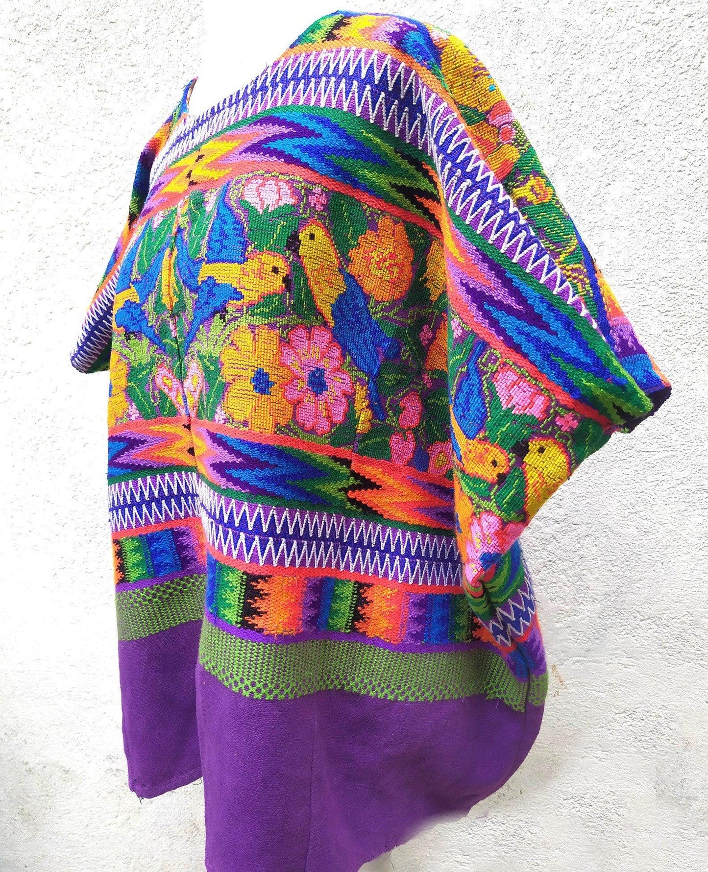 Vintage unique Guatemala handmade weaved cotton runner -Huipil from San Antonio Aguas Calientes-