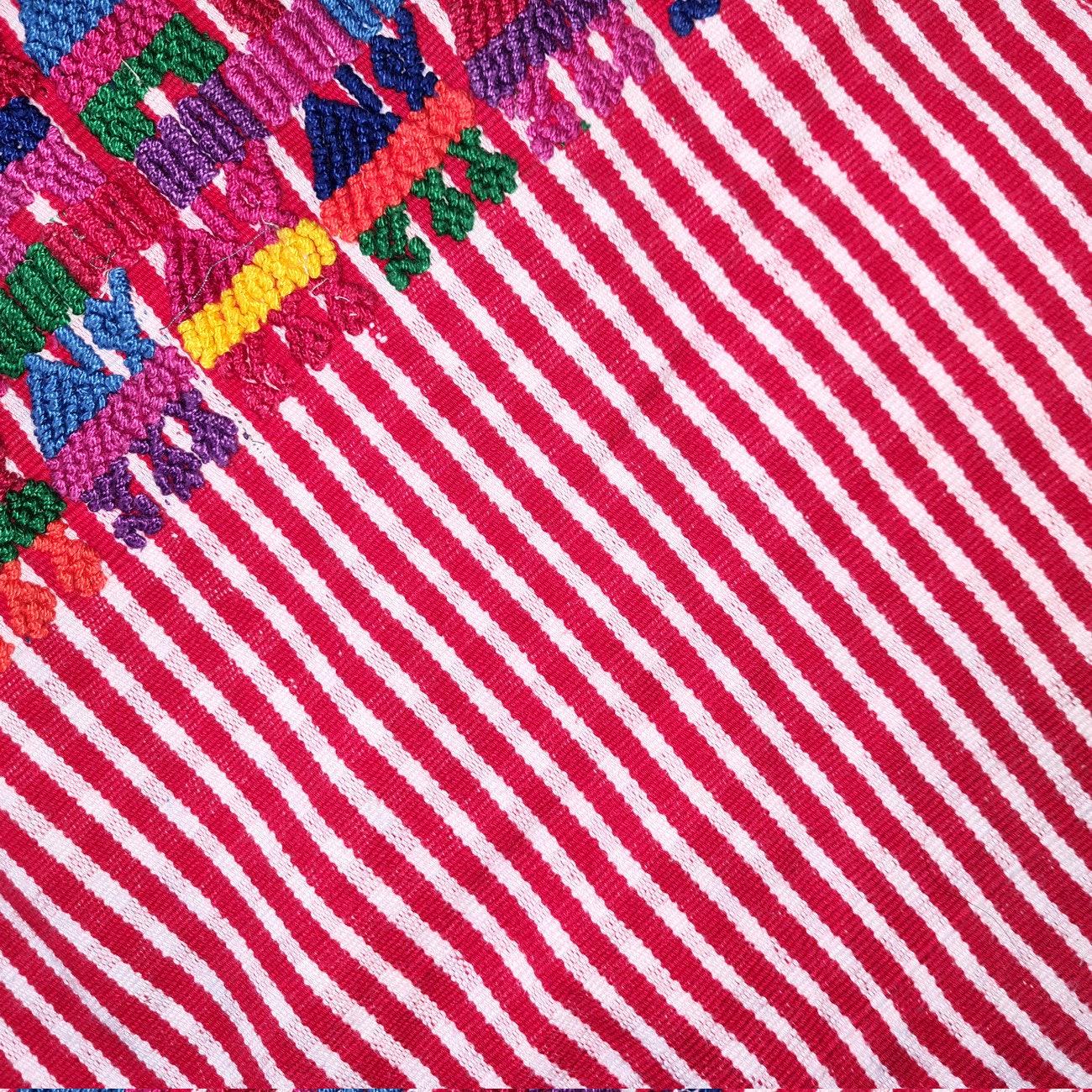 Vintage Guatemalan unique handmade weaved cotton -San Pedro Sacatepéquez huipil-