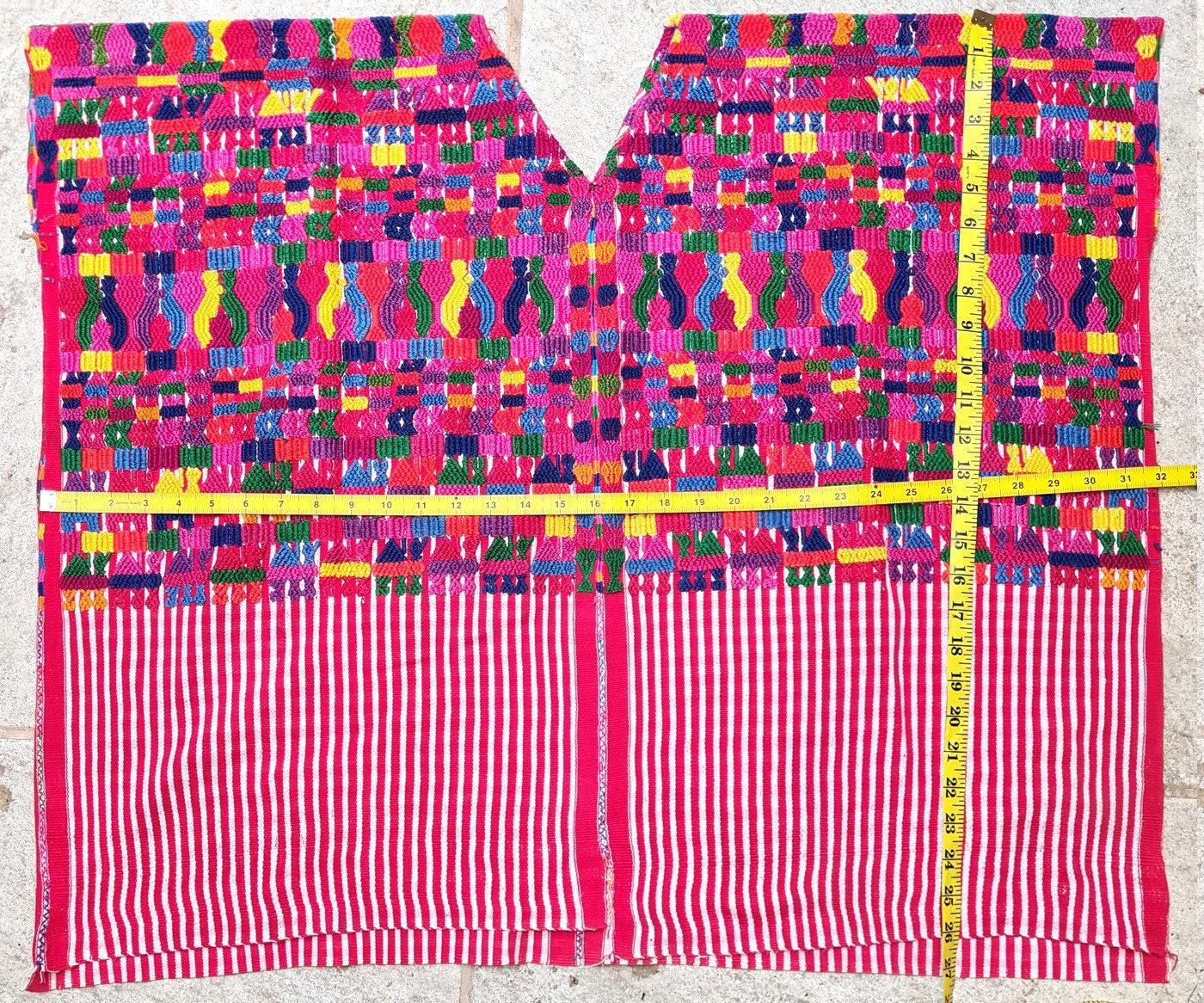 Vintage Guatemalan unique handmade weaved cotton -San Pedro Sacatepéquez huipil-